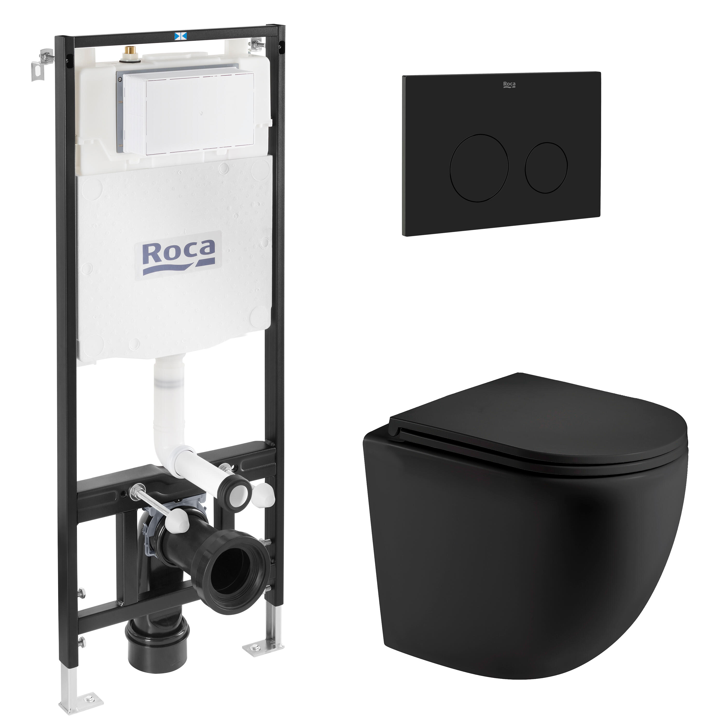 Pack WC suspendido KIVU / ROCA Active One con cisterna y pulsador negro ...