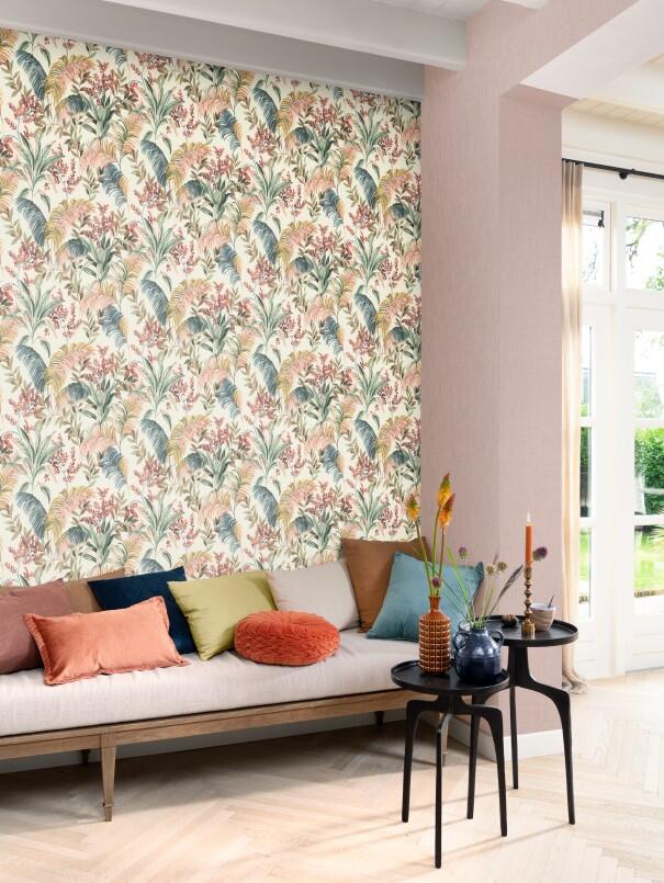 Carta da parati PARATO TROPICALE MULTICOLORE rosa, verde e grigio blu, 53 cm x 10 m - 2