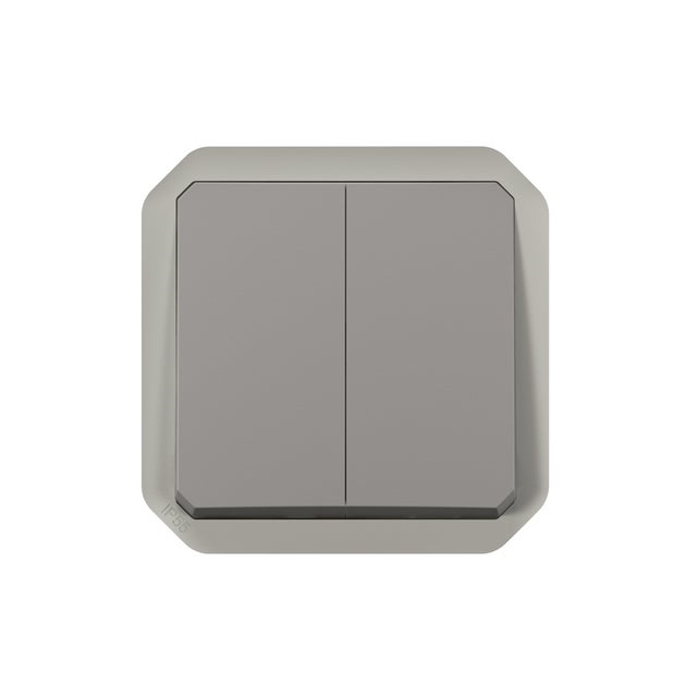 CONMUT DOBLE NEW PLEXO COMPONIBLE GRIS