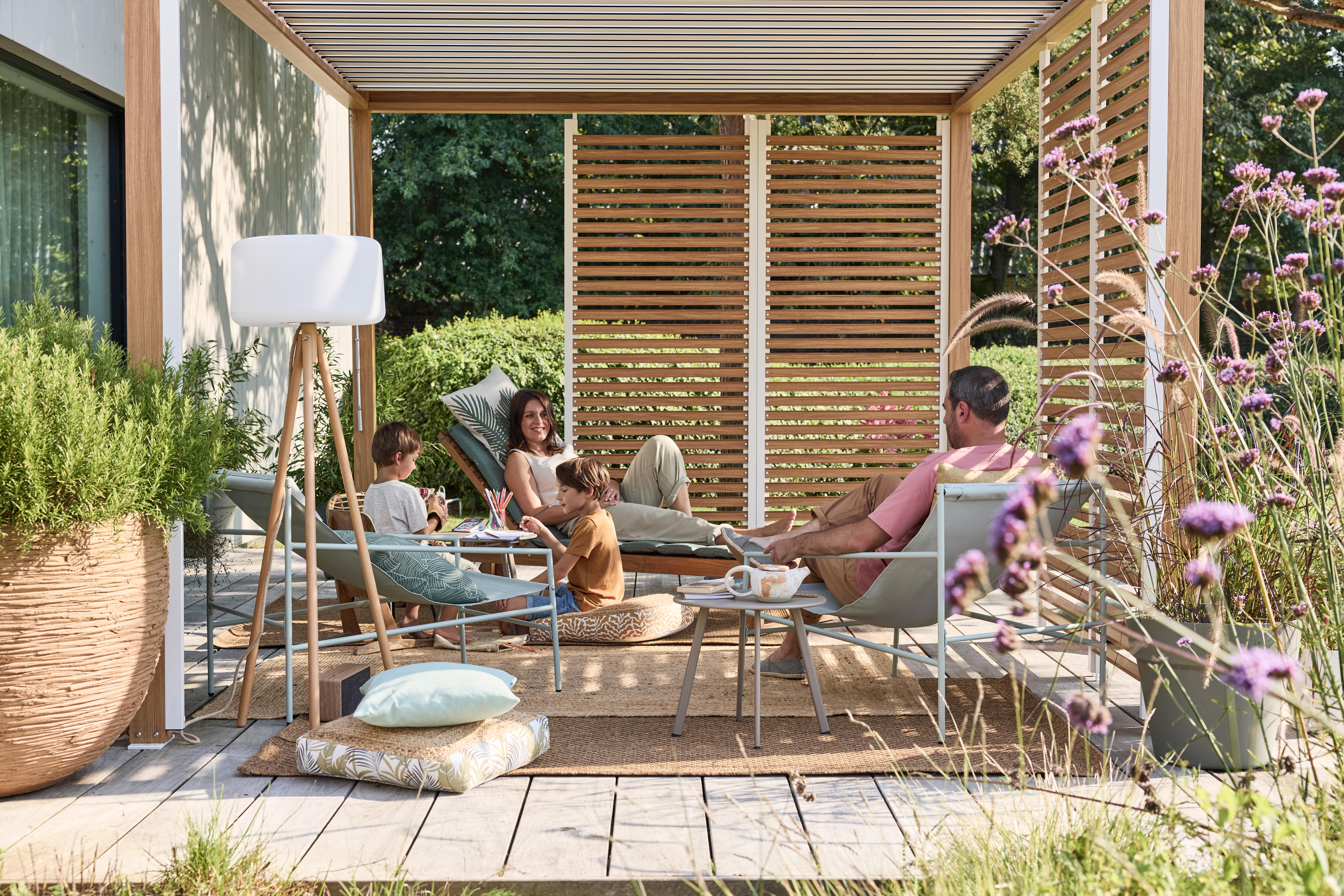 Fauteuil relax en acier et textilène vert Rio NATERIAL - 7