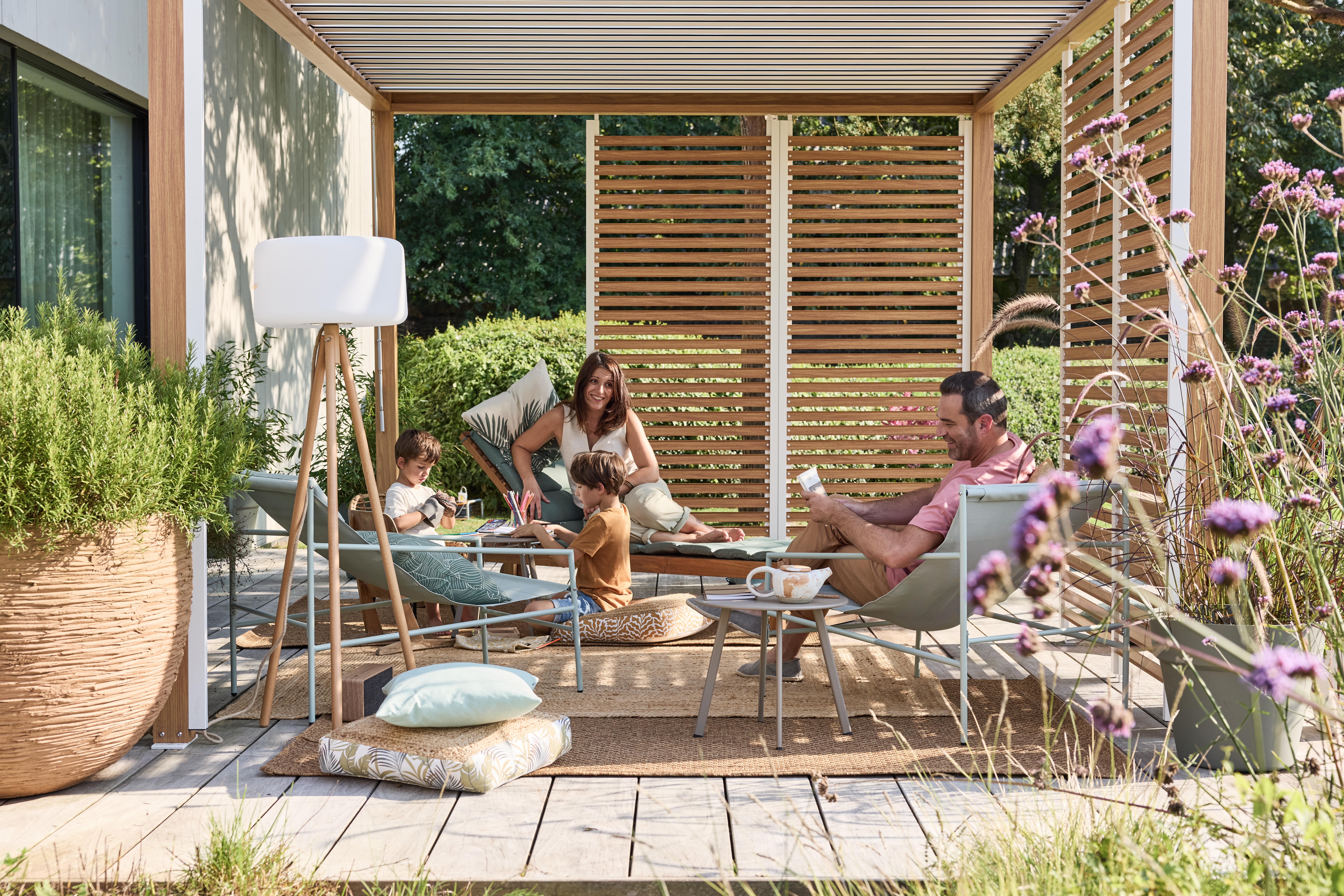 Fauteuil relax en acier et textilène vert Rio NATERIAL - 4