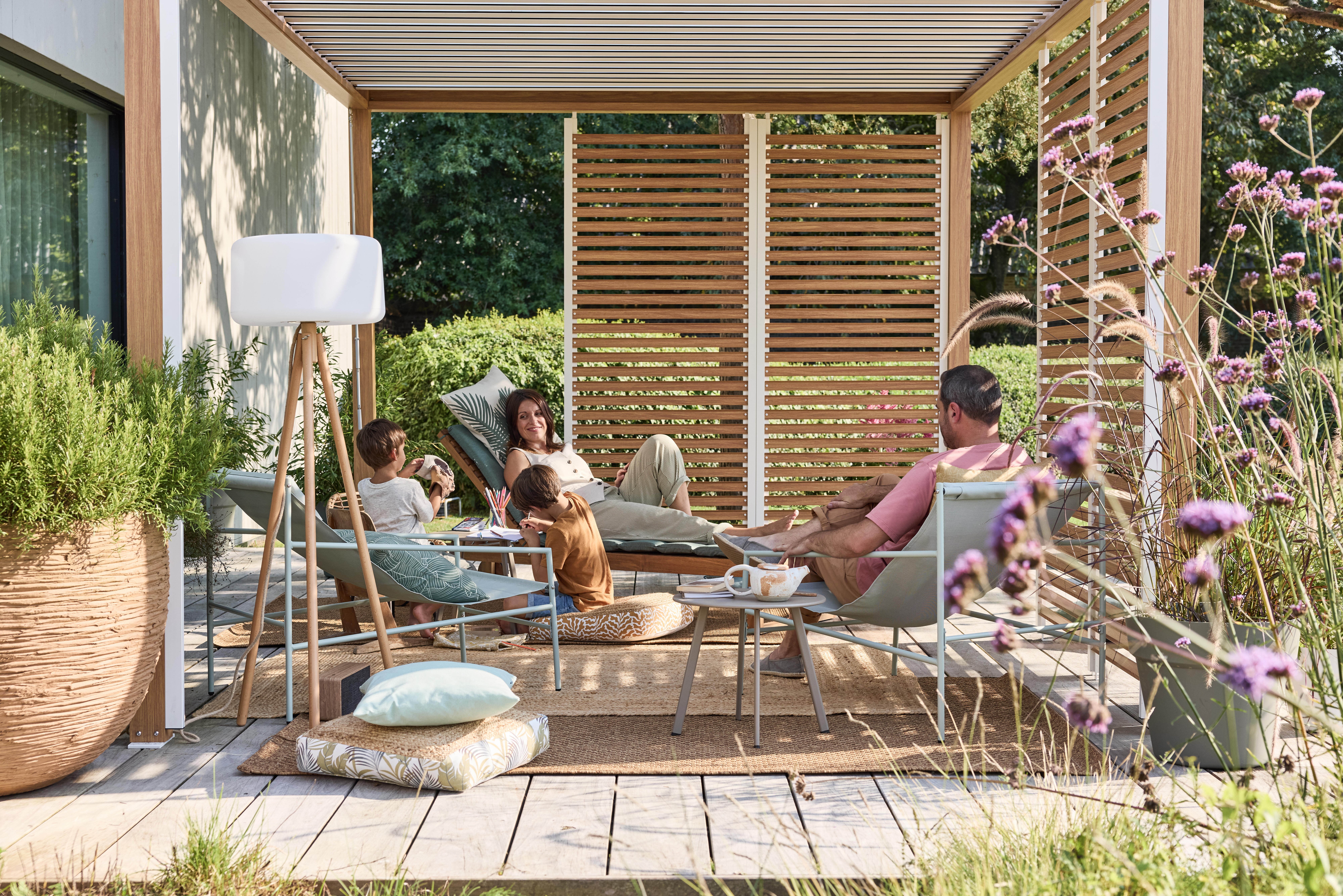 Fauteuil relax en acier et textilène vert Rio NATERIAL - 3