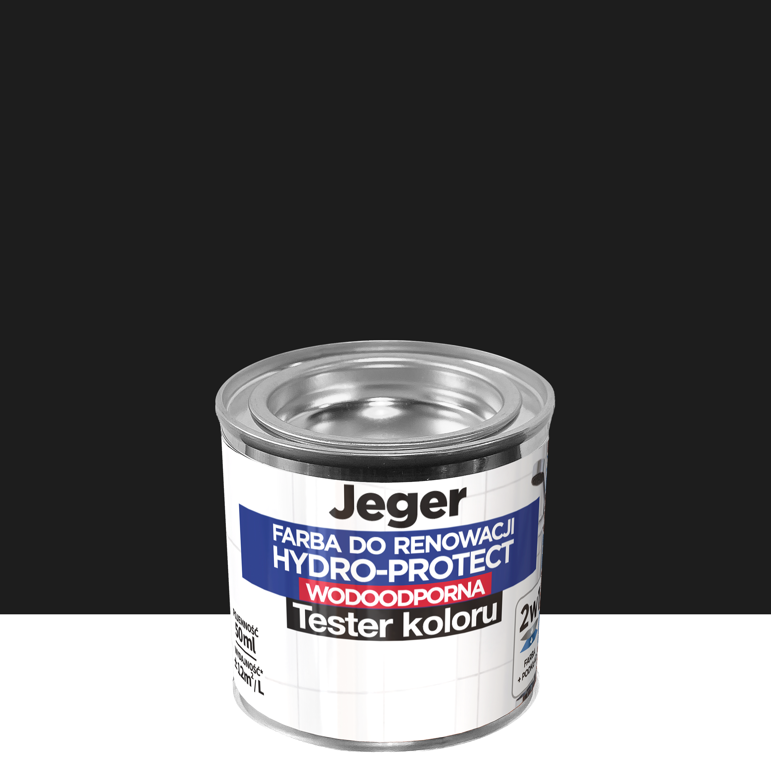 Tester farby do renowacji Hydro-Protect Czarny 50 ml Jeger