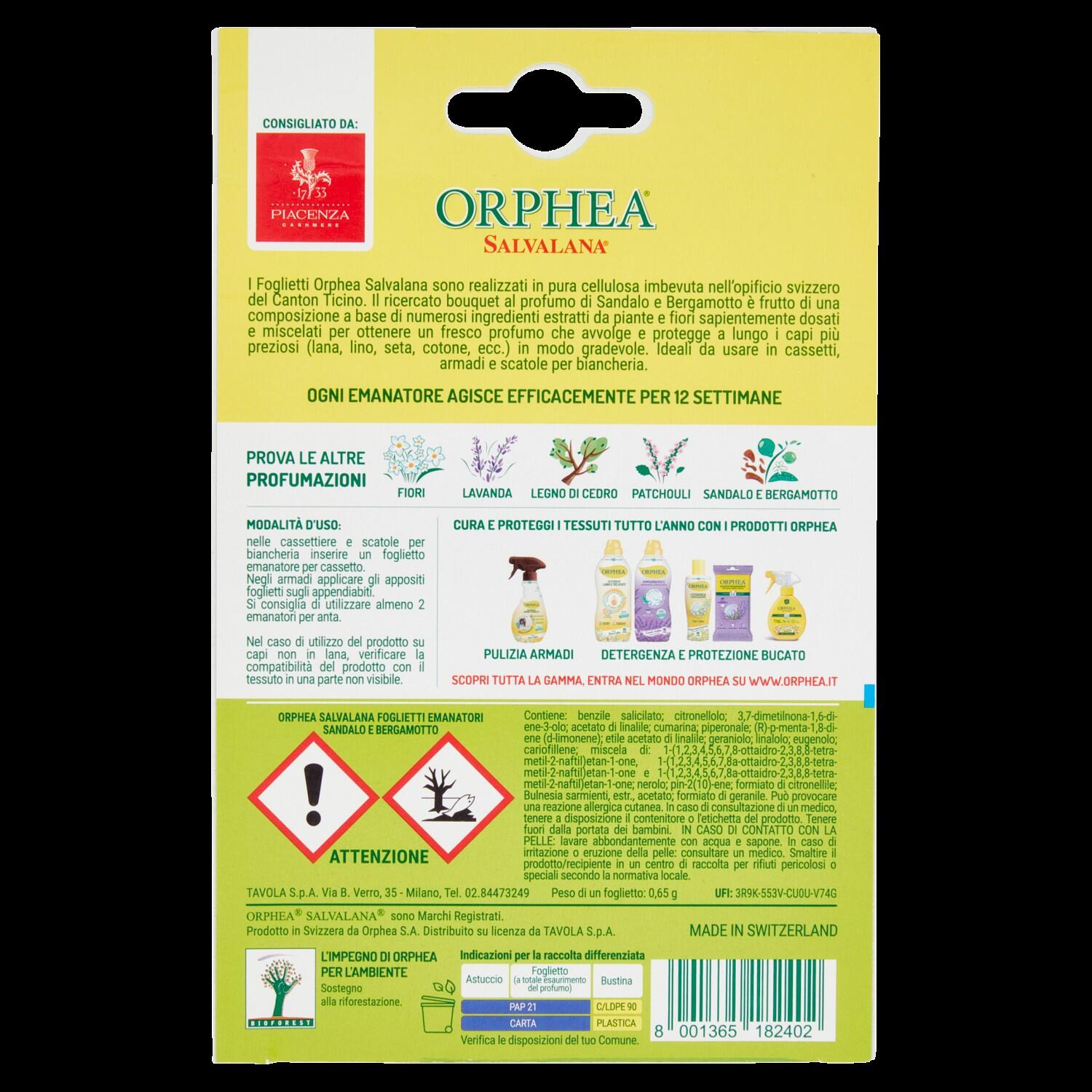 Profumatore sacchetto ORPHEA essenza sandalo bergamotto 3 pezzi - 2