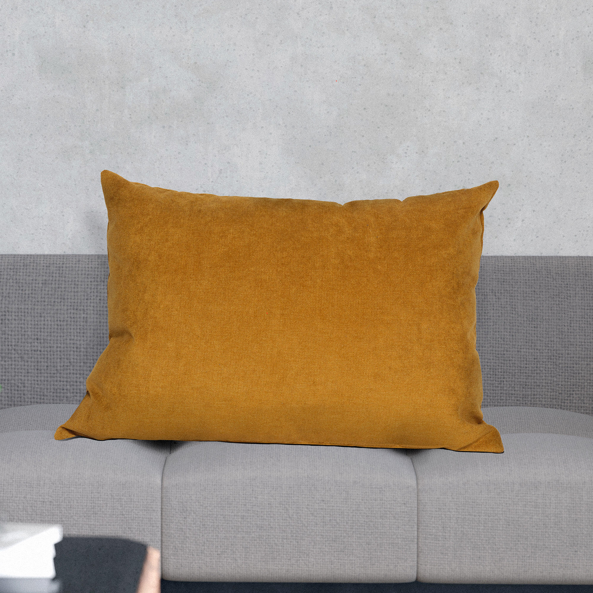 Cojín decorativo rectangular Orinoco-Matrix terciopelo poliéster liso mustard doble cara 60x40cm - 3