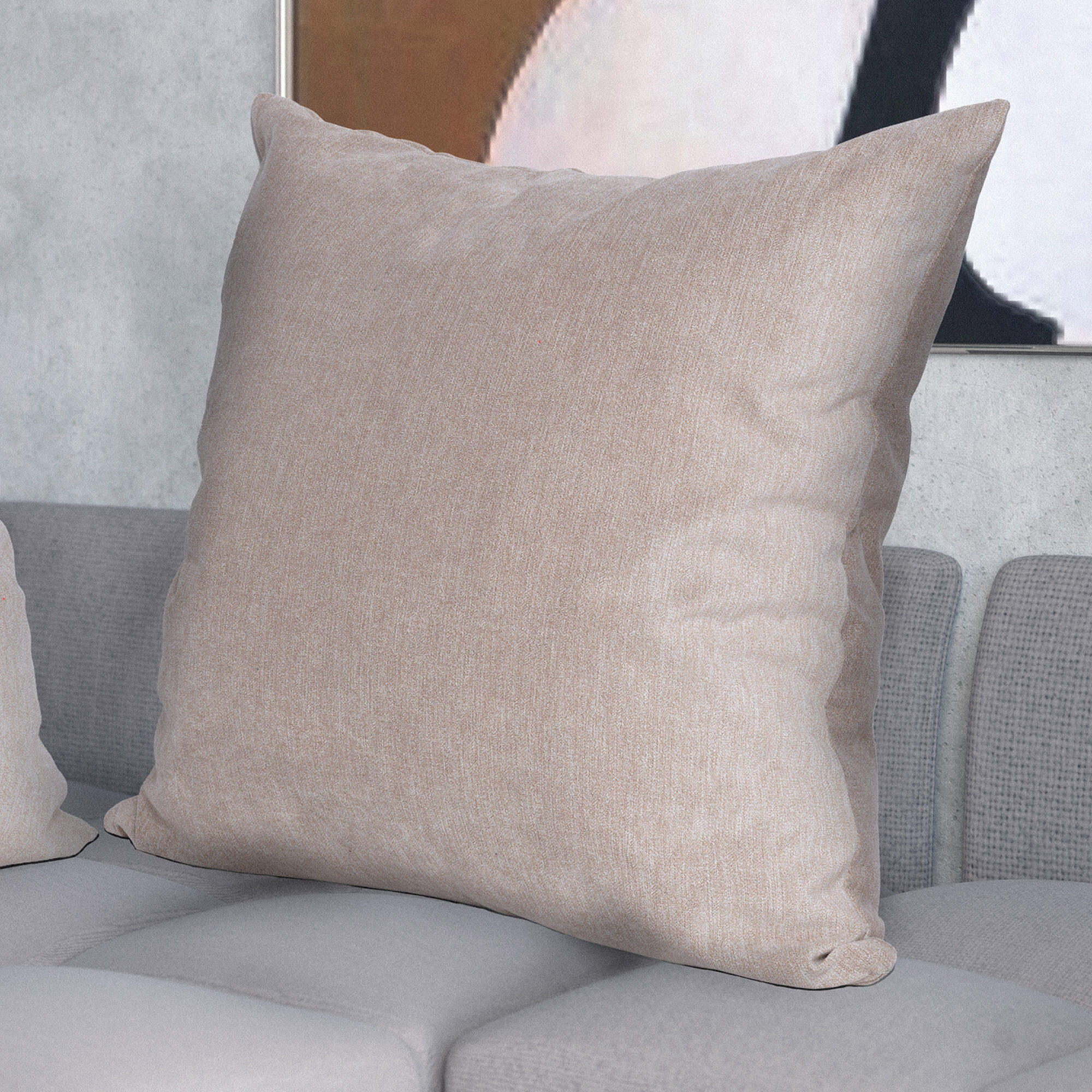 Cojín decorativo cuadrado Orinoco-Matrix poliéster terciopelo liso arena biscuit doble cara 60x60cm - 3