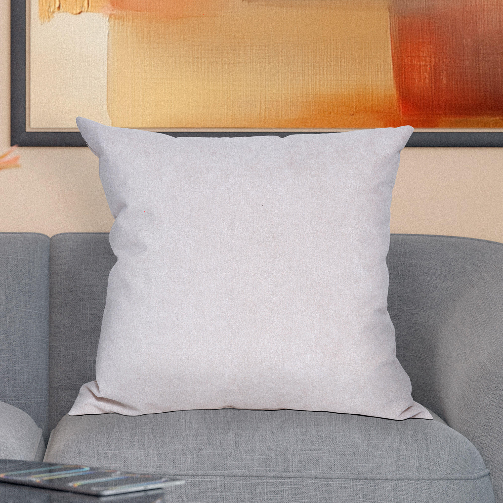 Cojín decorativo cuadrado Orinoco-Matrix poliéster terciopelo liso crema doble cara 60x60cm - 3