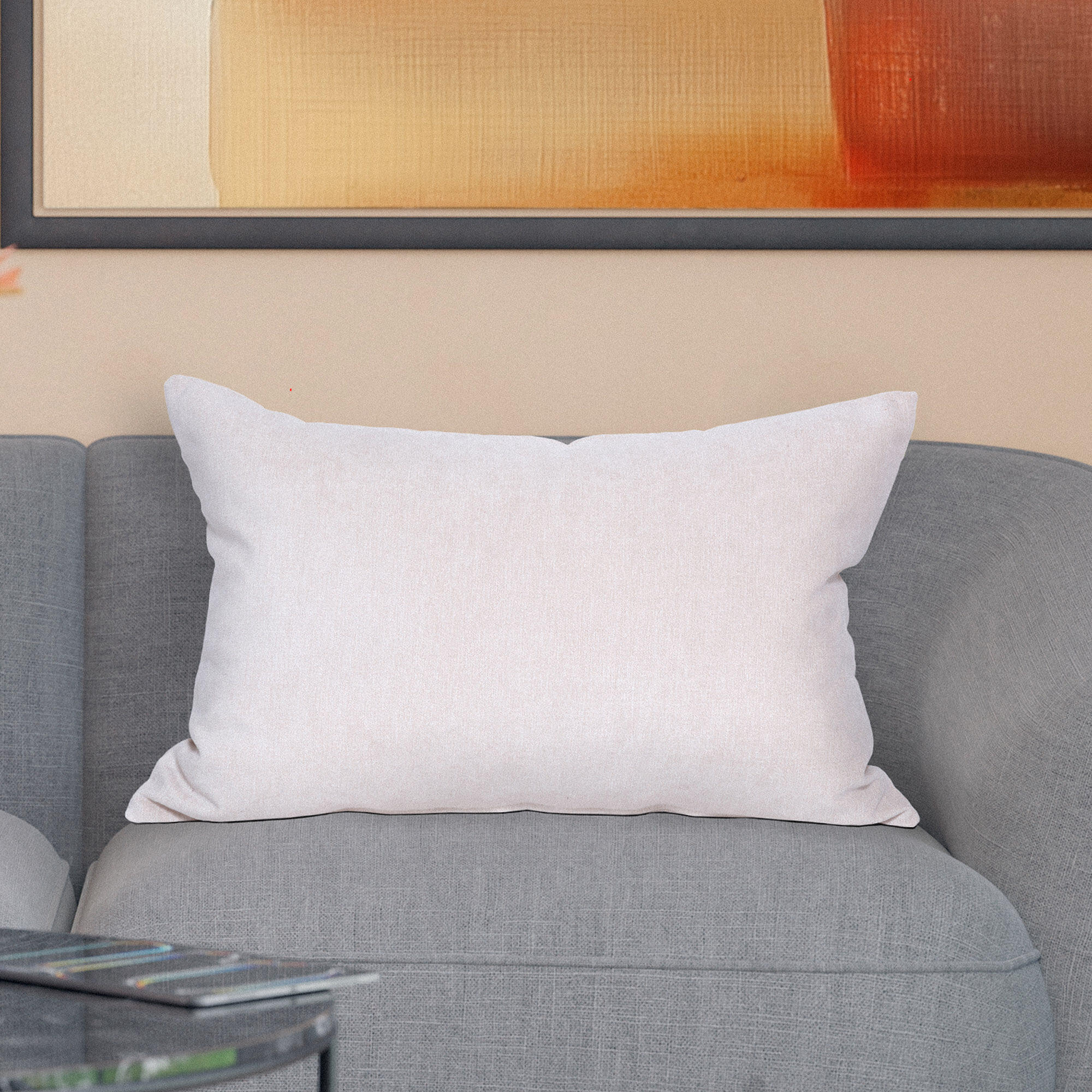 Cojín decorativo rectangular Orinoco-Matrix terciopelo poliéster liso cream doble cara 60x40cm - 3