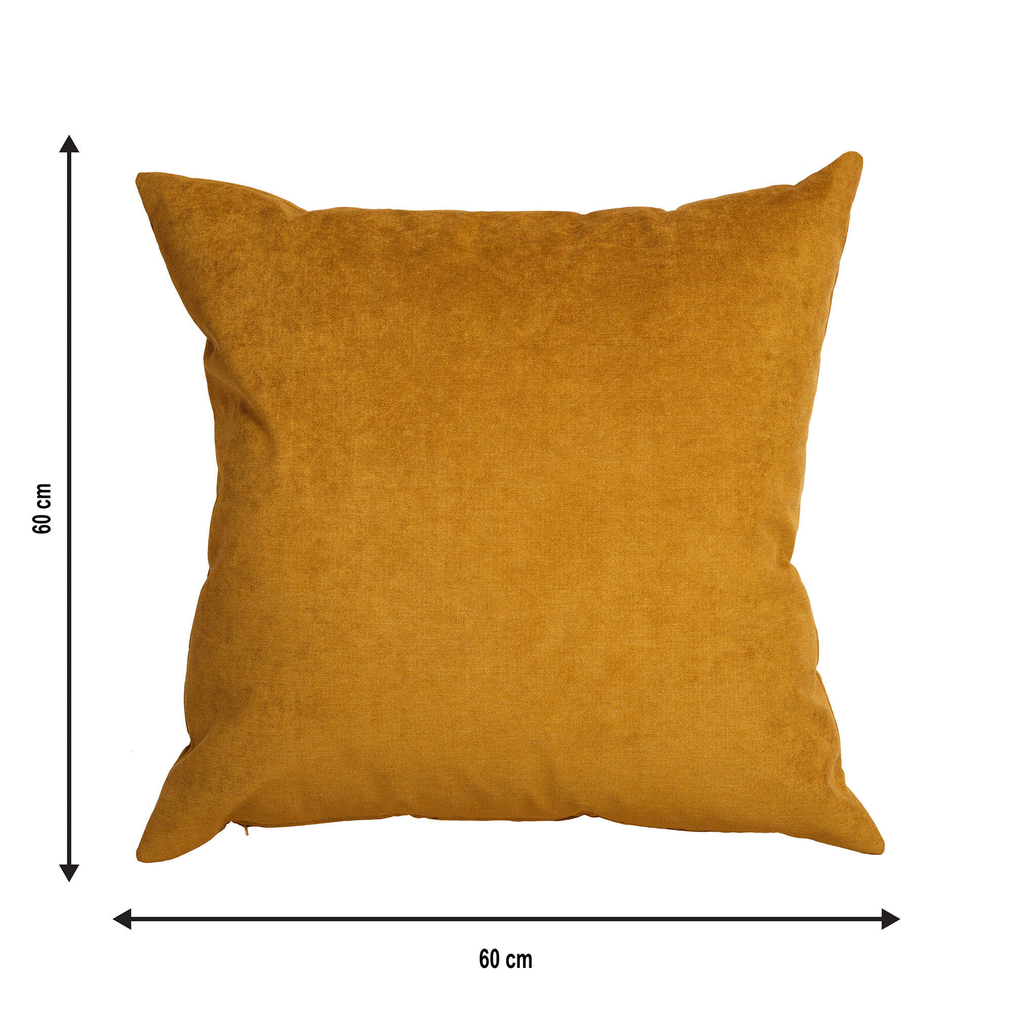 Cojín decorativo cuadrado orinoco-matrix poliéster terciopelo liso mustard doble cara 60x60cm