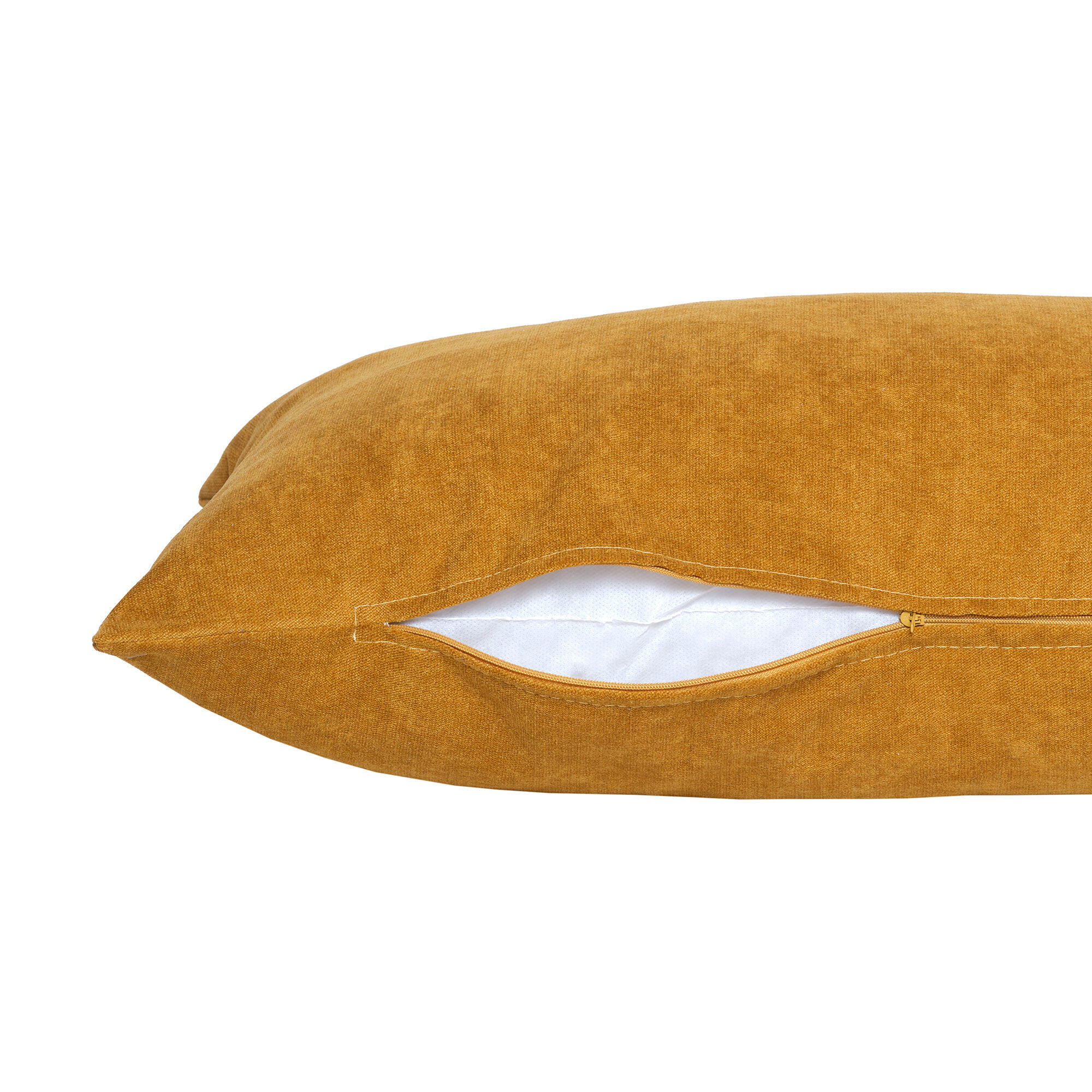 Cojín decorativo rectangular Orinoco-Matrix terciopelo poliéster liso mustard doble cara 60x40cm - 7