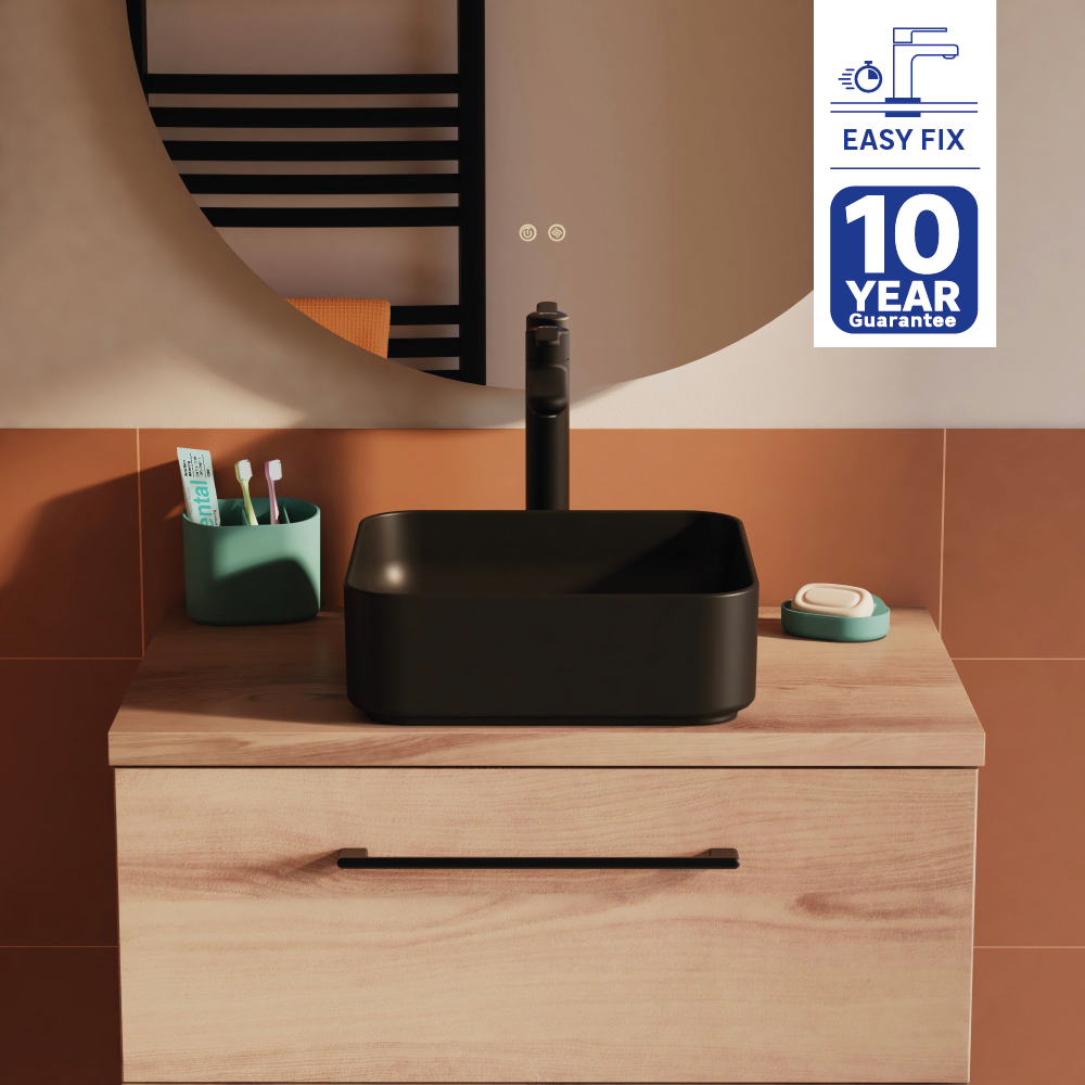 Gwarancja na baterię umywalkową Easy Sensea w kolorze czarnym z wysoką wylewką