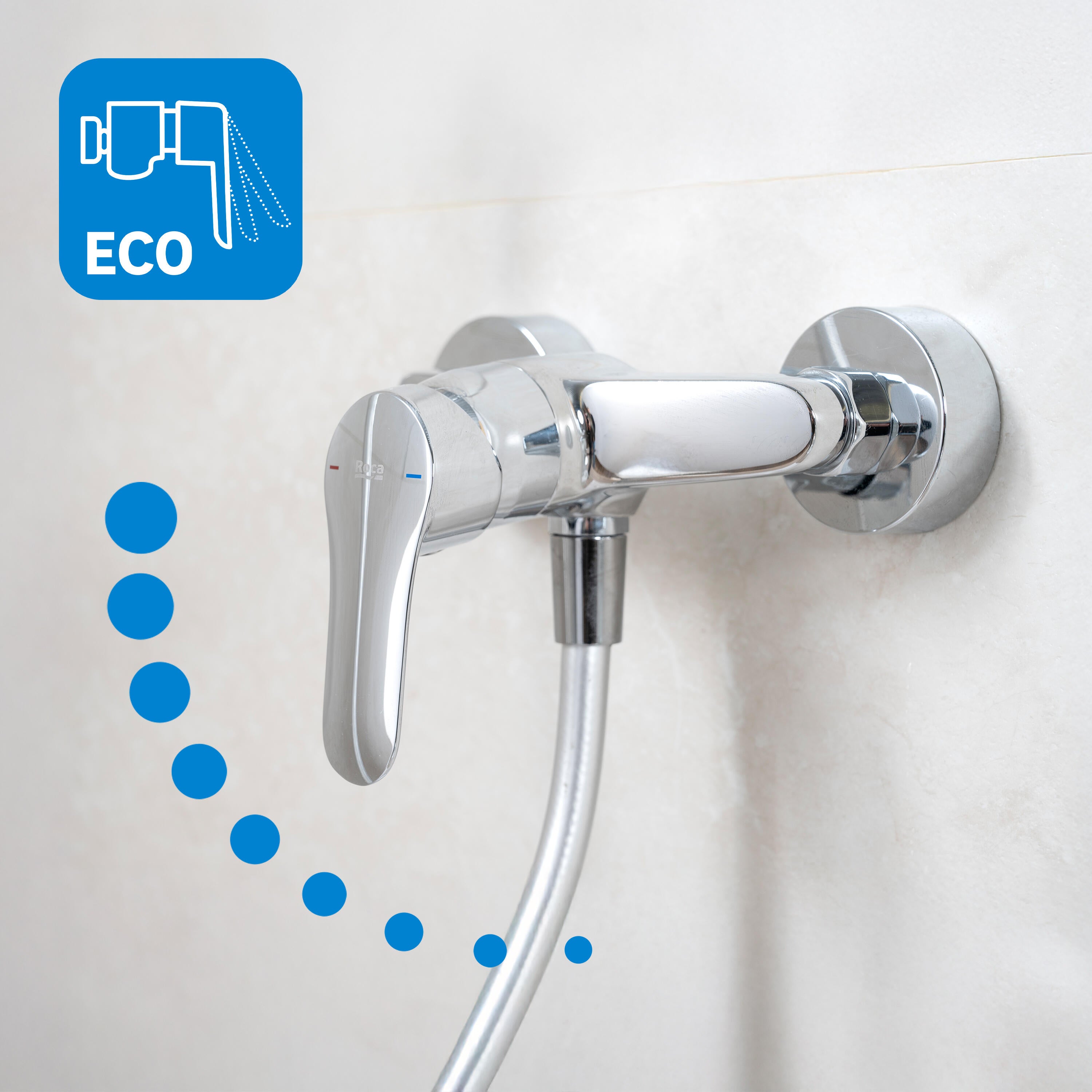 Grifo de ducha monomando ROCA Proa cromo brillo Antical Latón - 2