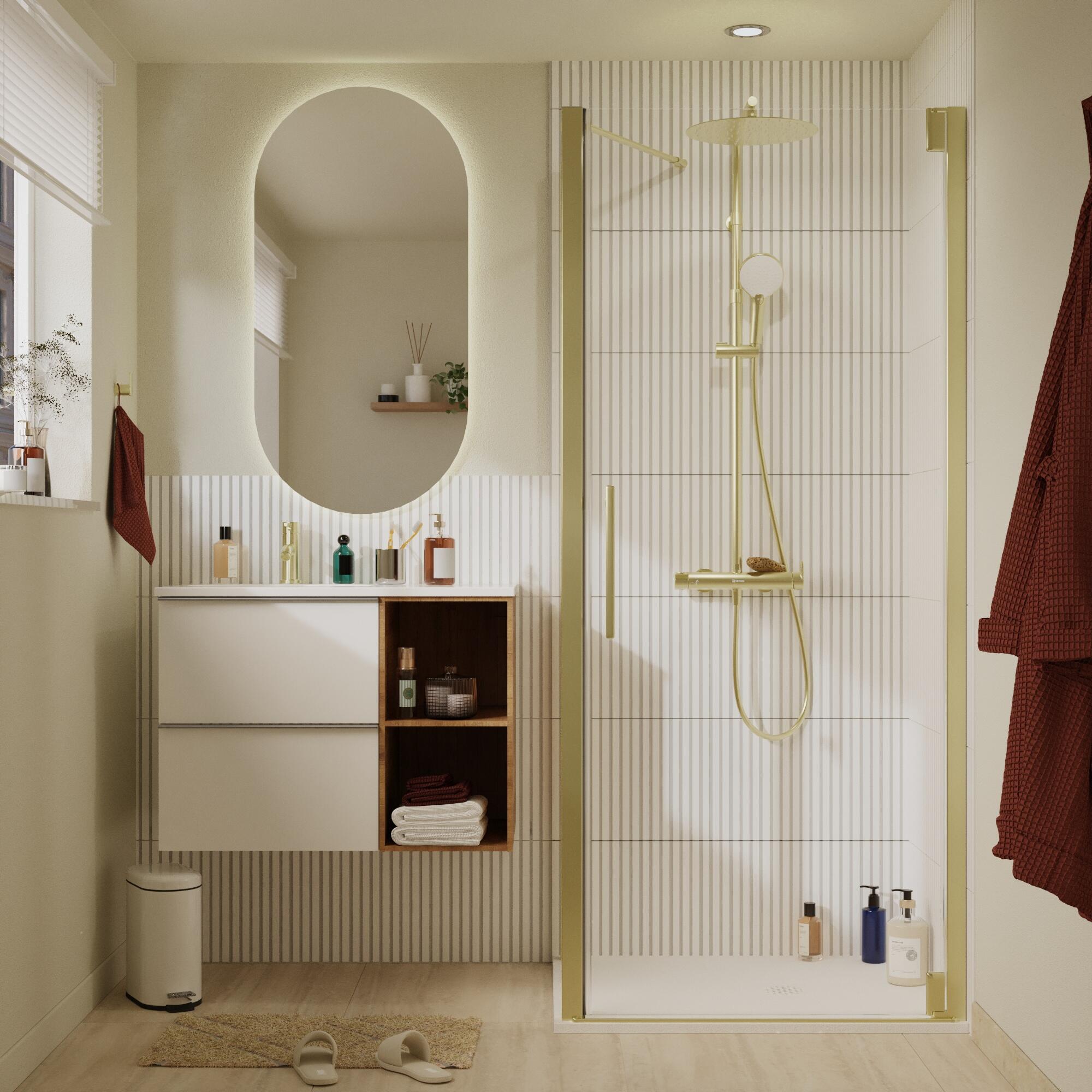 Ścianka prysznicowa do drzwi uchylnych Remix 70 x 195 cm złota Sensea - 4