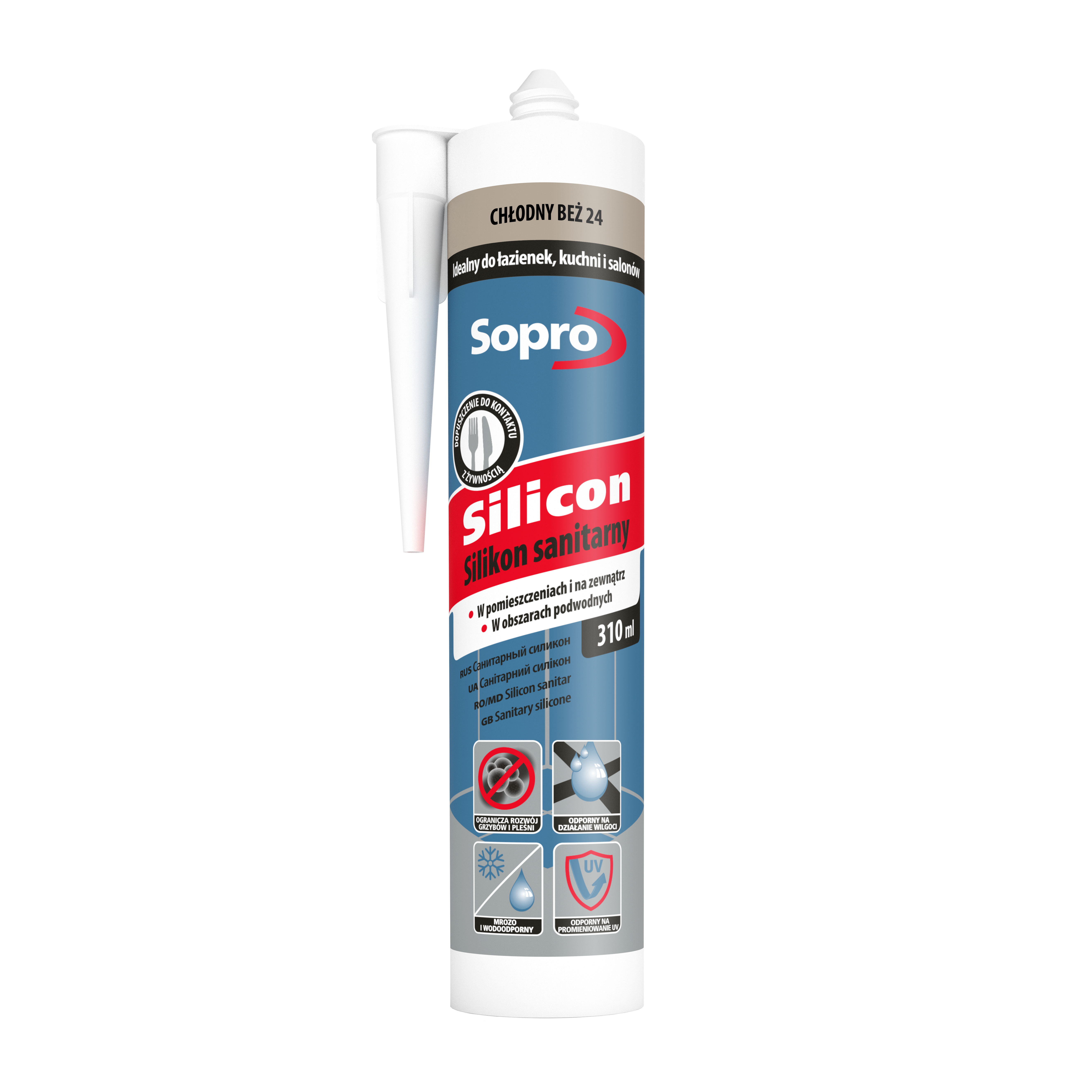 Silikon sanitarny 310 ml Chłodny beż 24 Sopro - 2