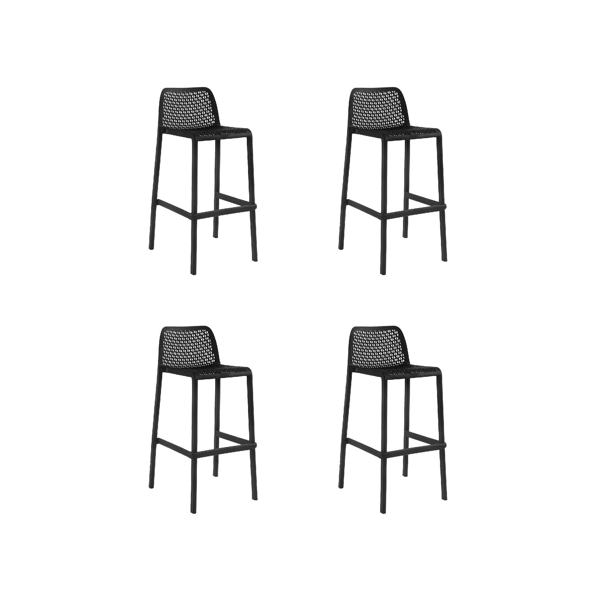 pack 4 sillas altas de jardin sin cojin de resina oxy negro