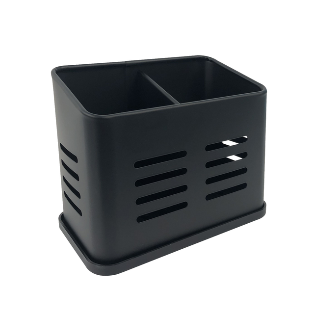 Pot égouttoir à couverts acier noir L.15.8 x H.13 cm