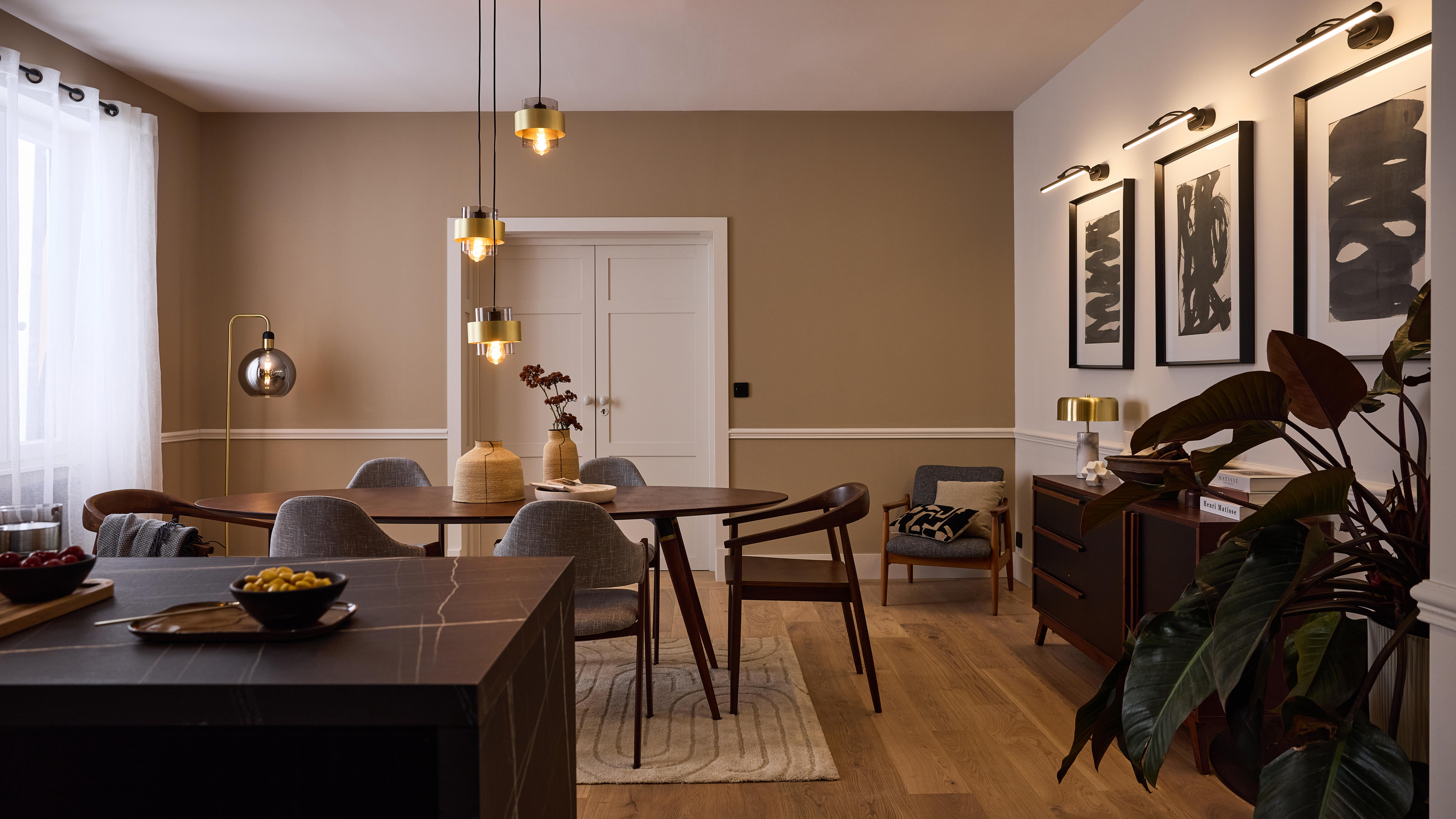 Candeeiro de teto suspenso metal CROON E27 3 luzes dourado 35cm Inspire - 4