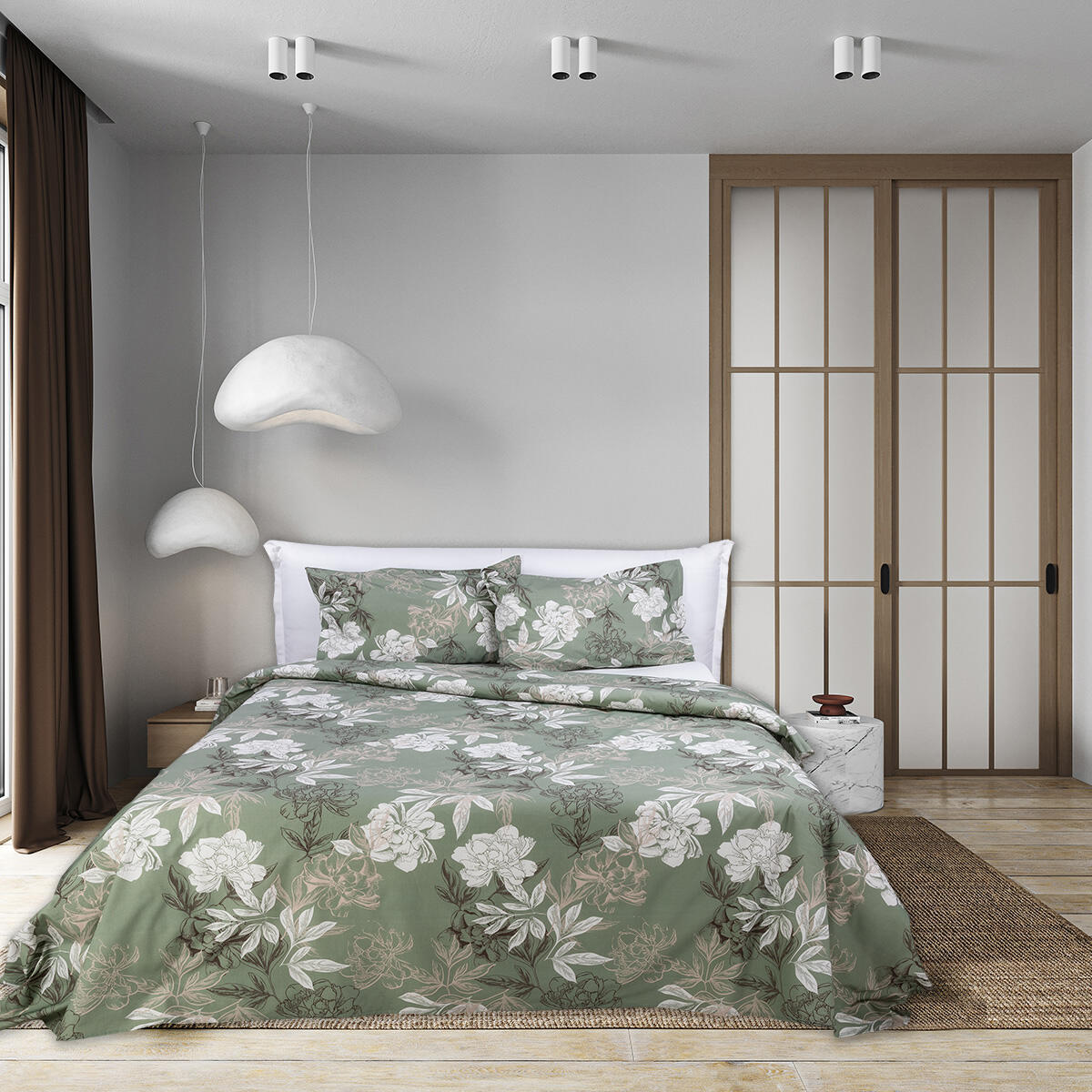 Copripiumone doppio Bra verde in cotone 285 x 255 cm - 4