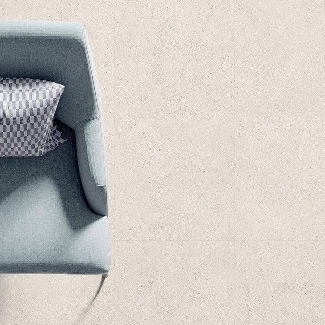 Carrelage sol intérieur effet terrazzo beige Atlantic l.60.4 x L.60.4 cm