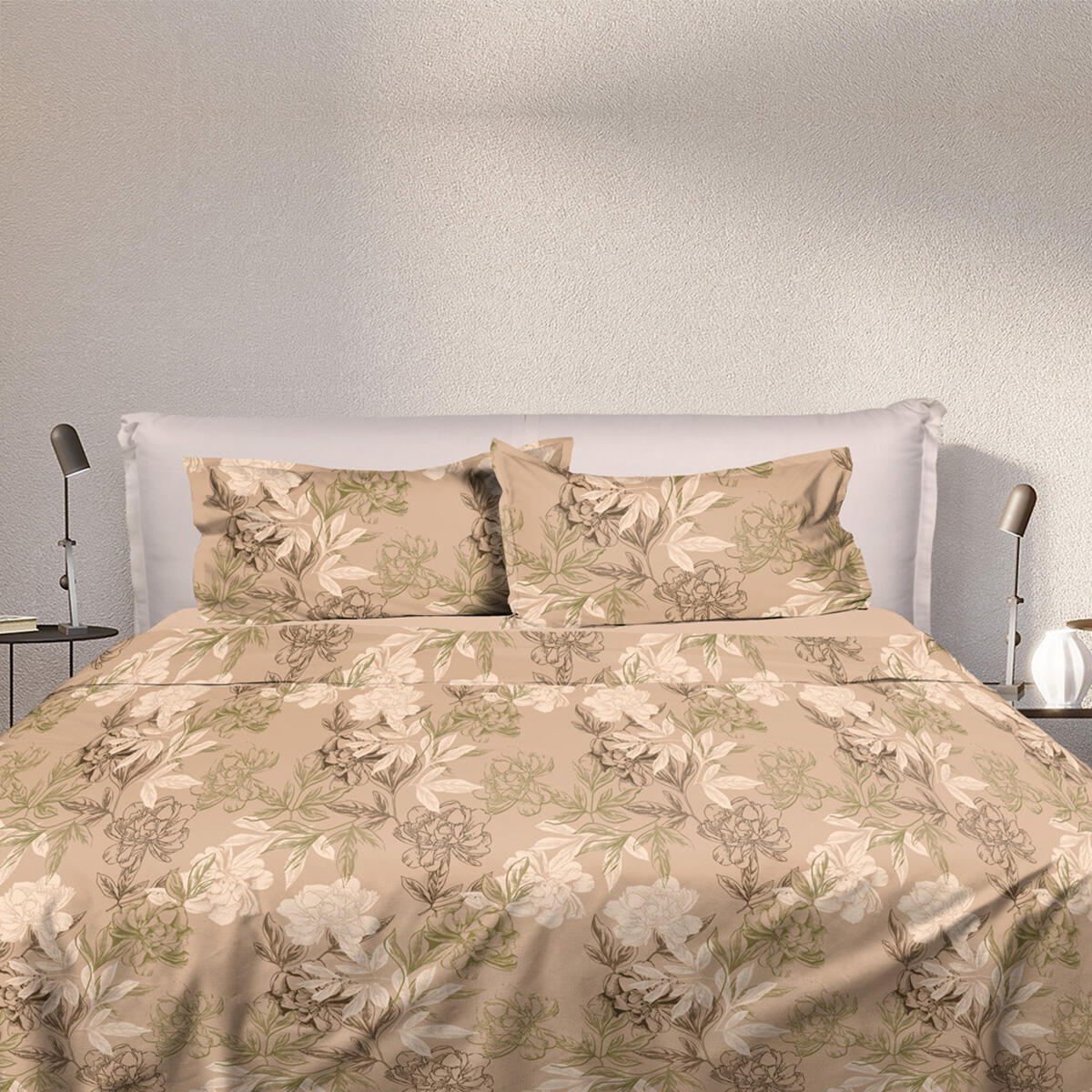 Set di lenzuola matrimoniali BRA-A250/265-COMPLET fantasia floreale sui toni del rosa in cotone - 2