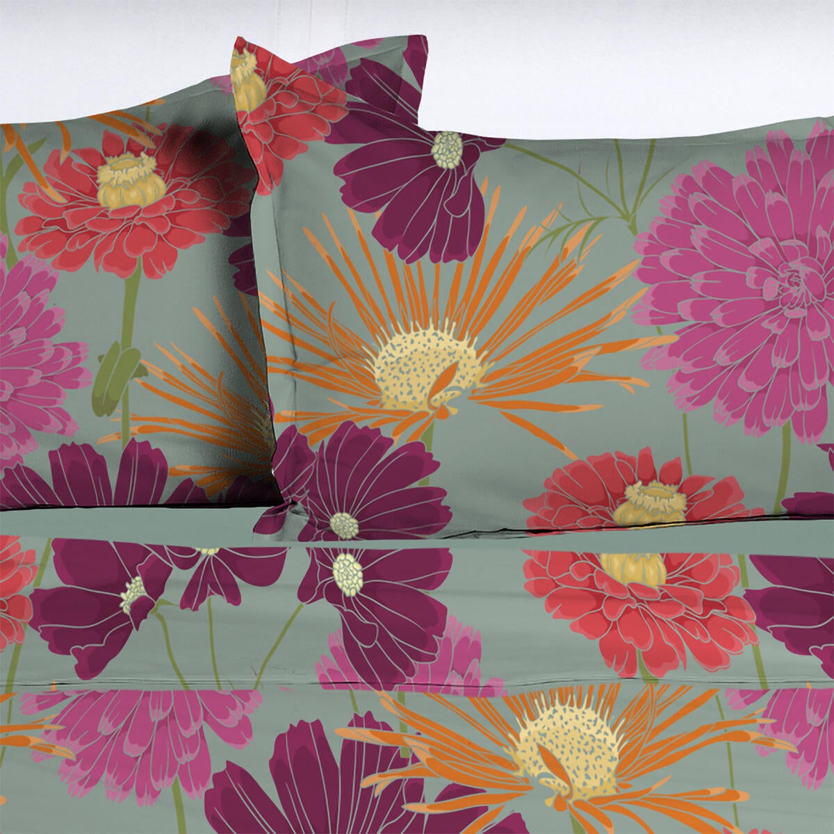 Set di lenzuola matrimoniali ANTIBES-A250/265-COMPLET fantasia floreale multicolore in cotone - 3