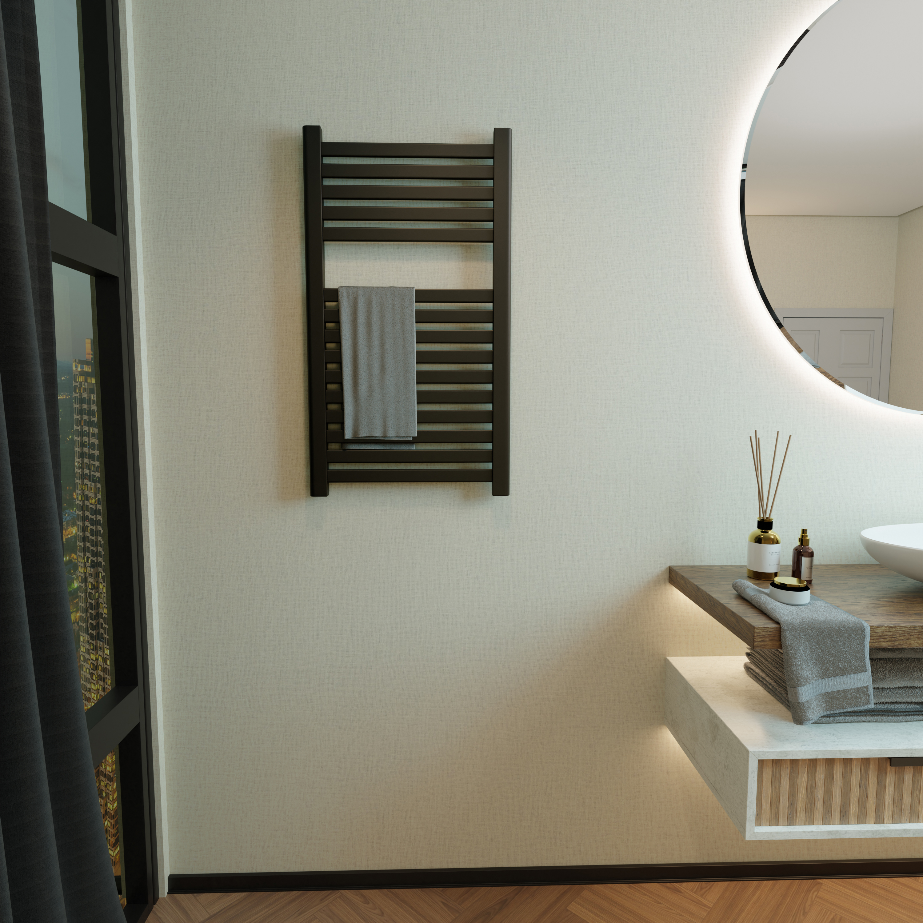 Grzejnik KENT 80x45 cm Czarny Mat 385W Roz 40cm 10 Bar DURATERM - 8