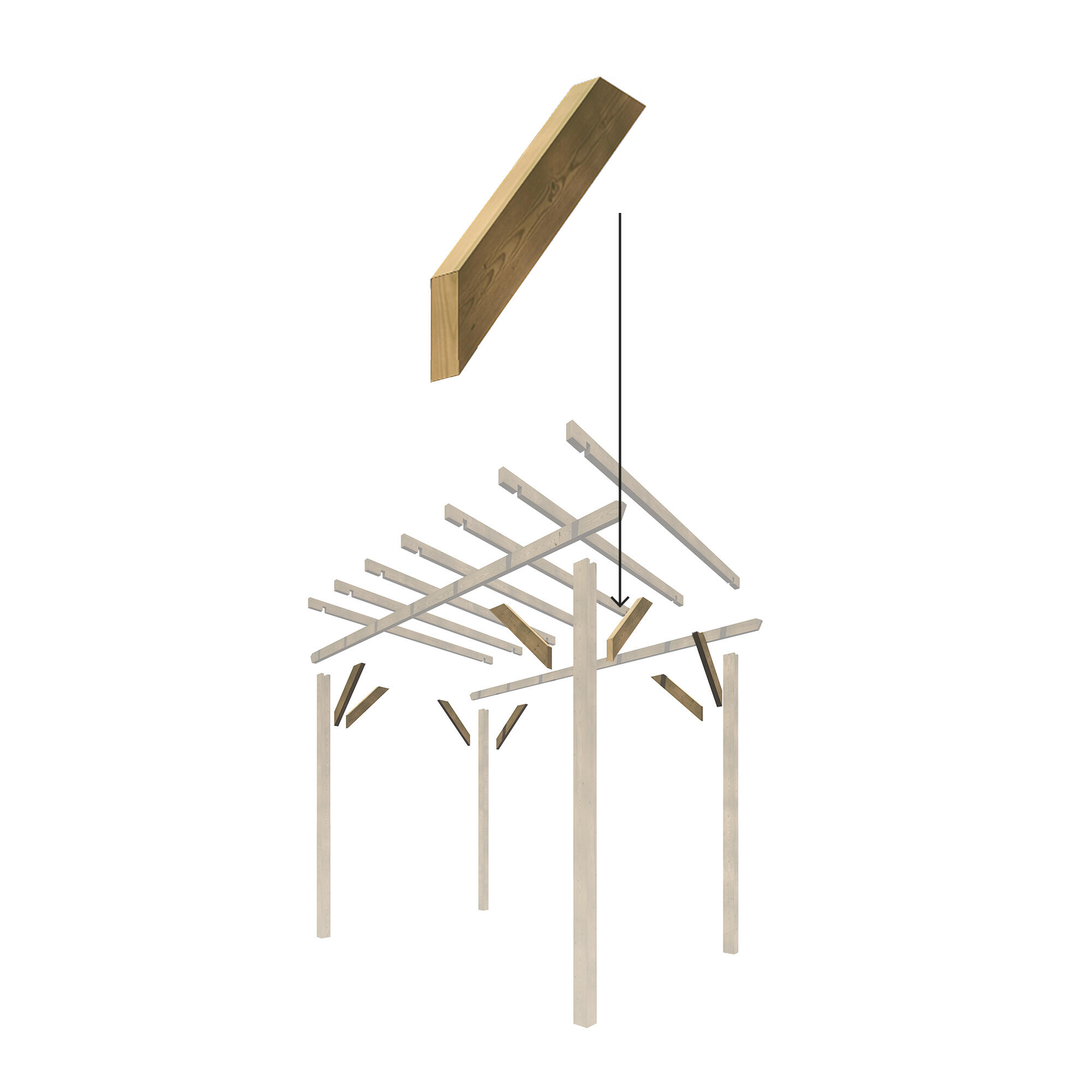 Escuadra de madera maciza 9x4x50 cm para pérgola