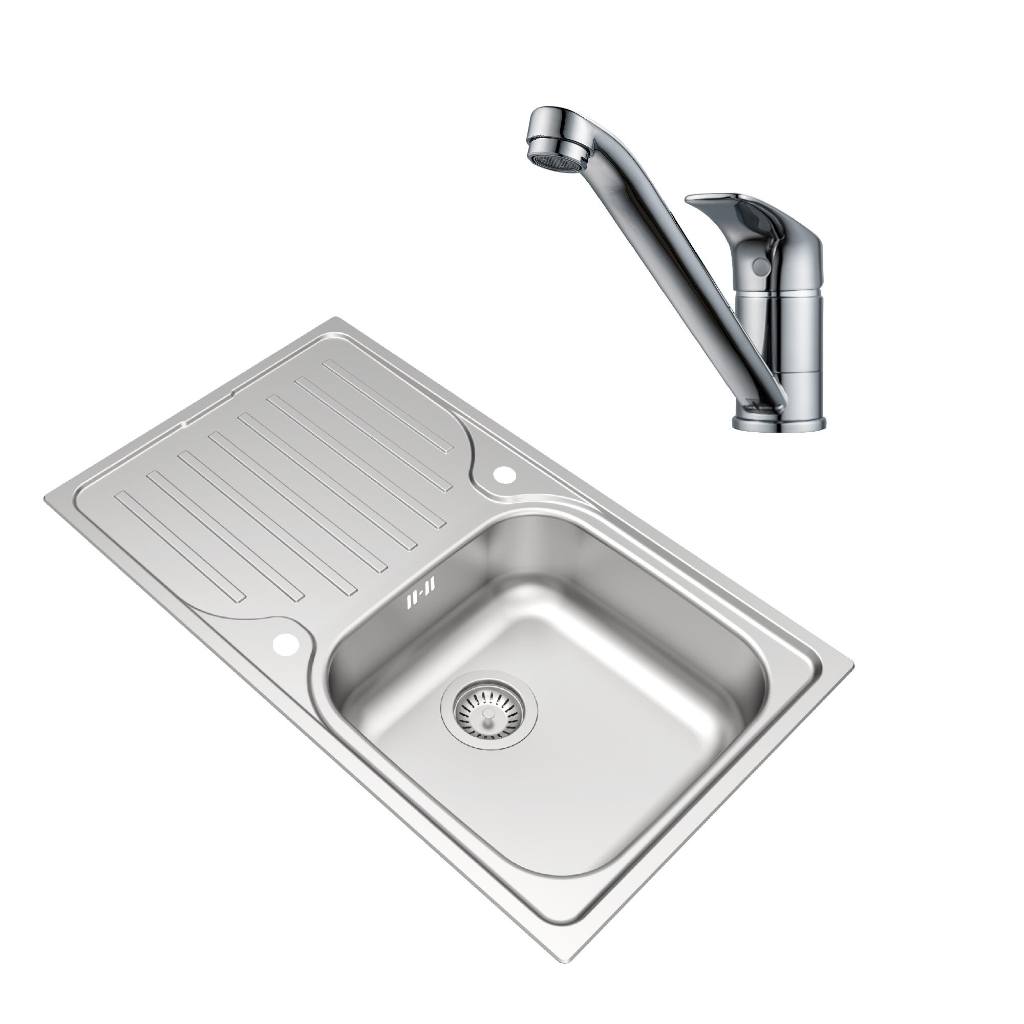 Conjunto fregadero escurridor essential y grifo de cocina delinia essential cromo