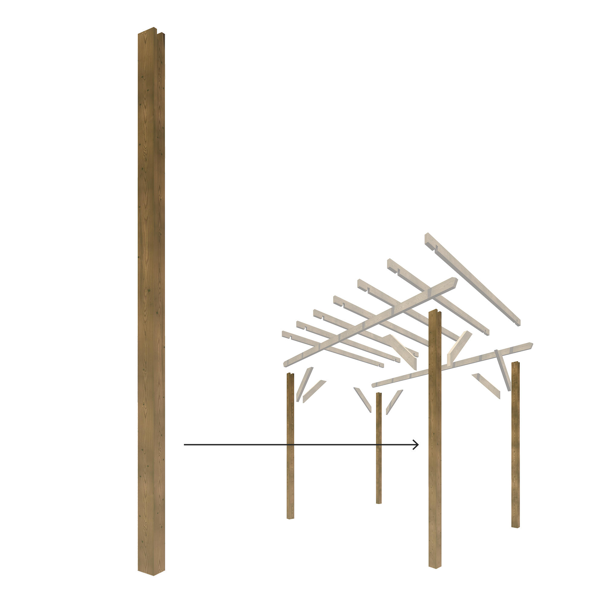 Poste de madera maciza 9x9x240 cm para pérgola