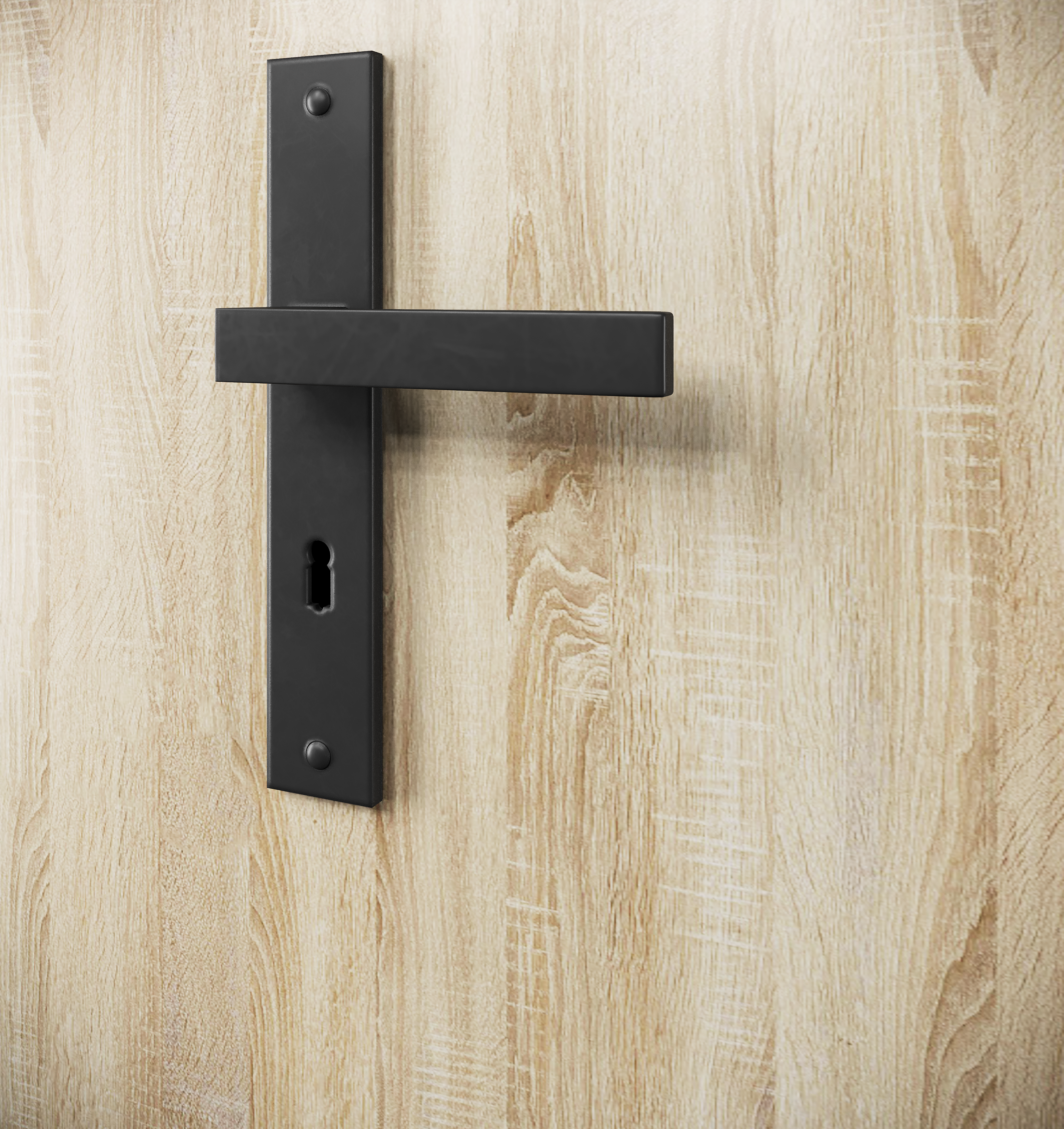 Klamka do drzwi wewnętrznych z długim szyldem pod klucz Qubik Czarna - 2