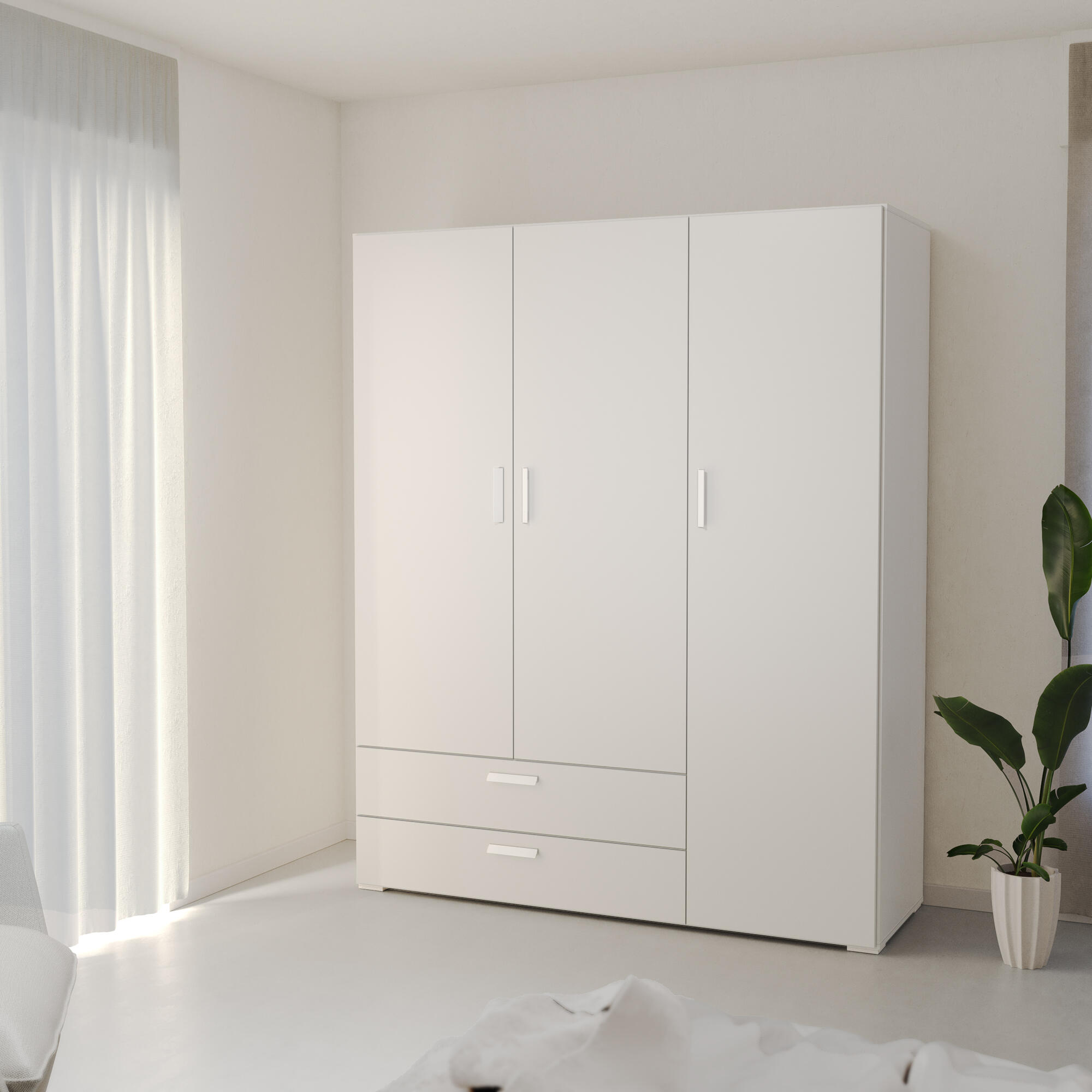 Armario puerta abatible One 125x191x53cm blanco - 3