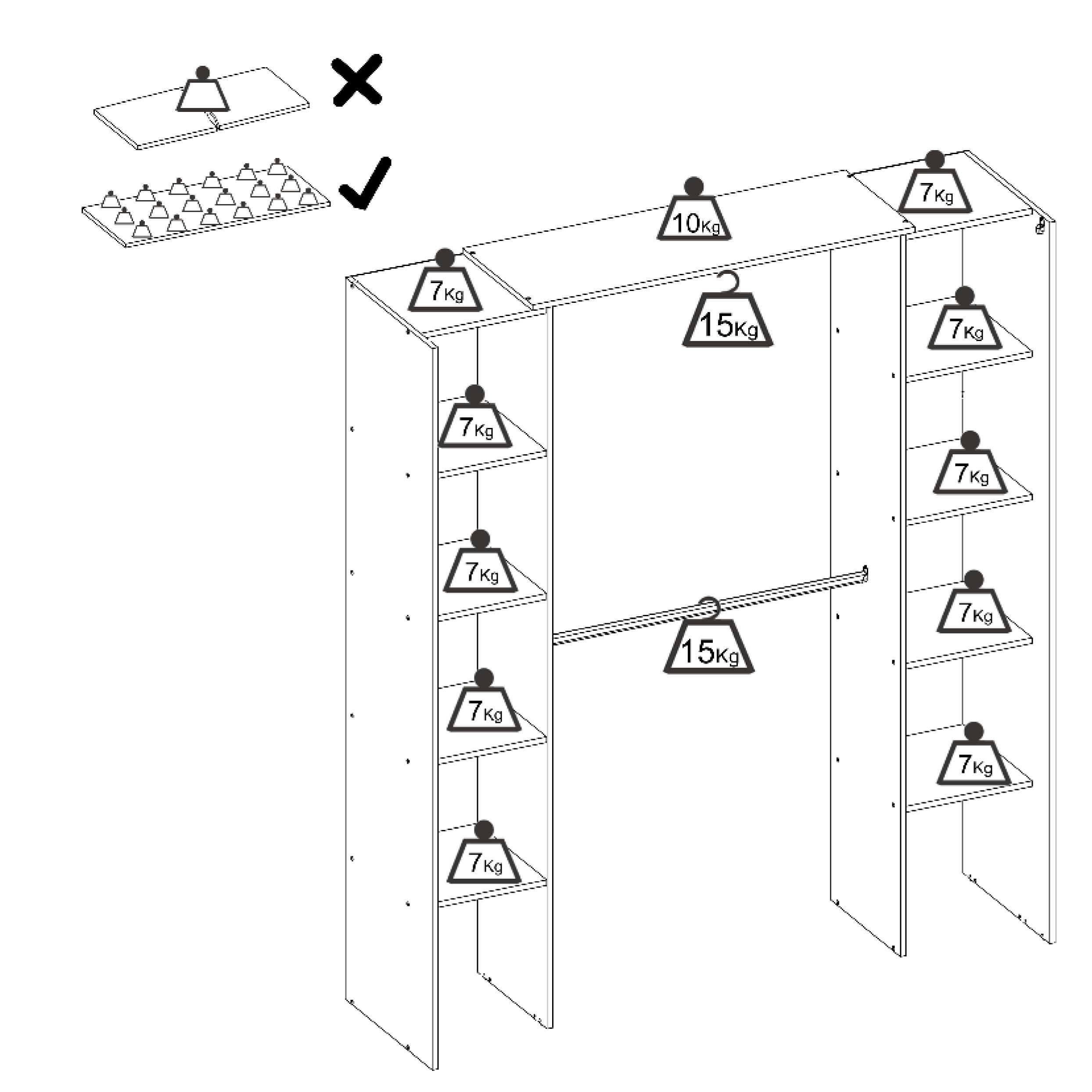 Kit vestidor SUIT 180x205x50cm con 10 baldas blanco - 5