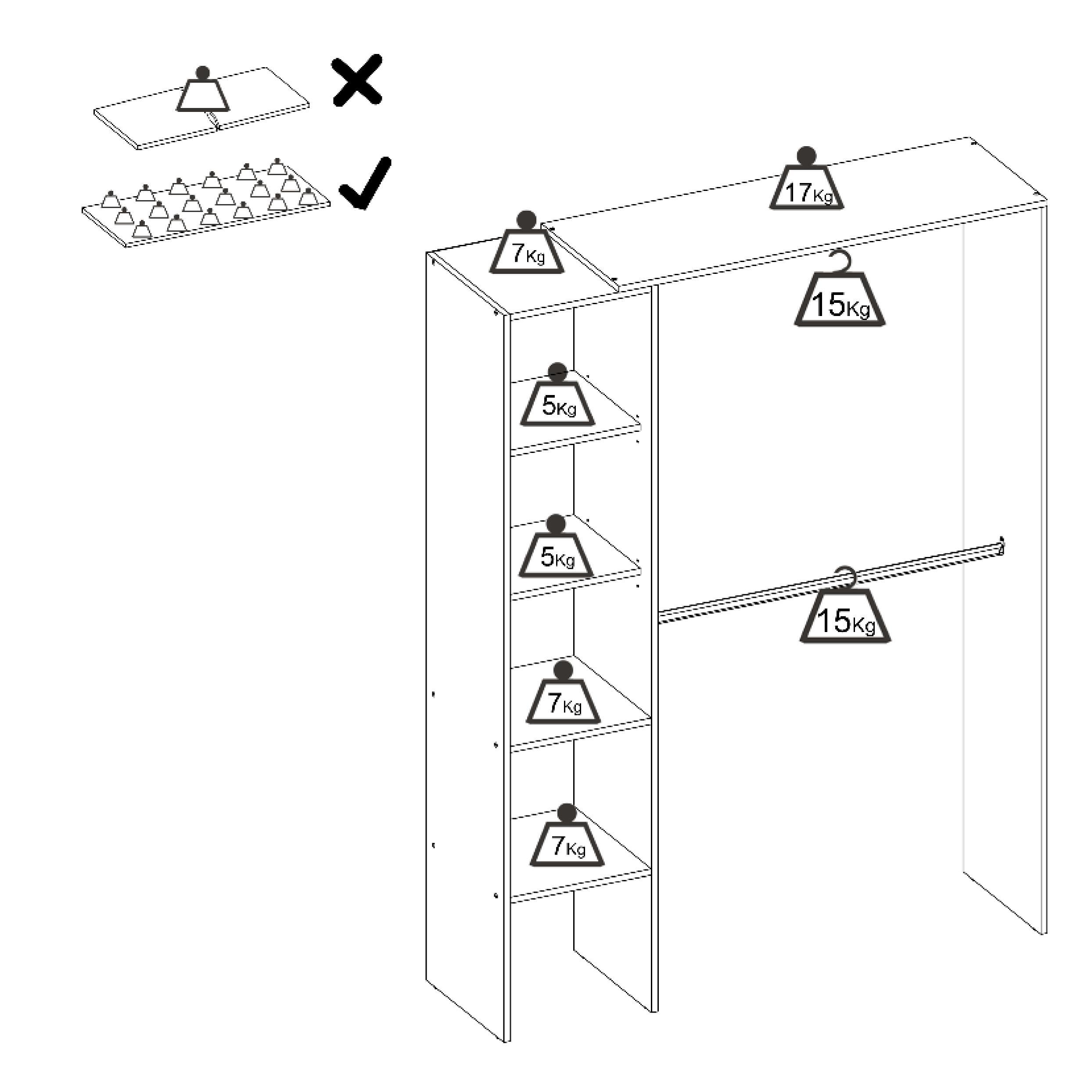 Kit vestidor SUIT 140x187x40cm con 4 baldas blanco - 5