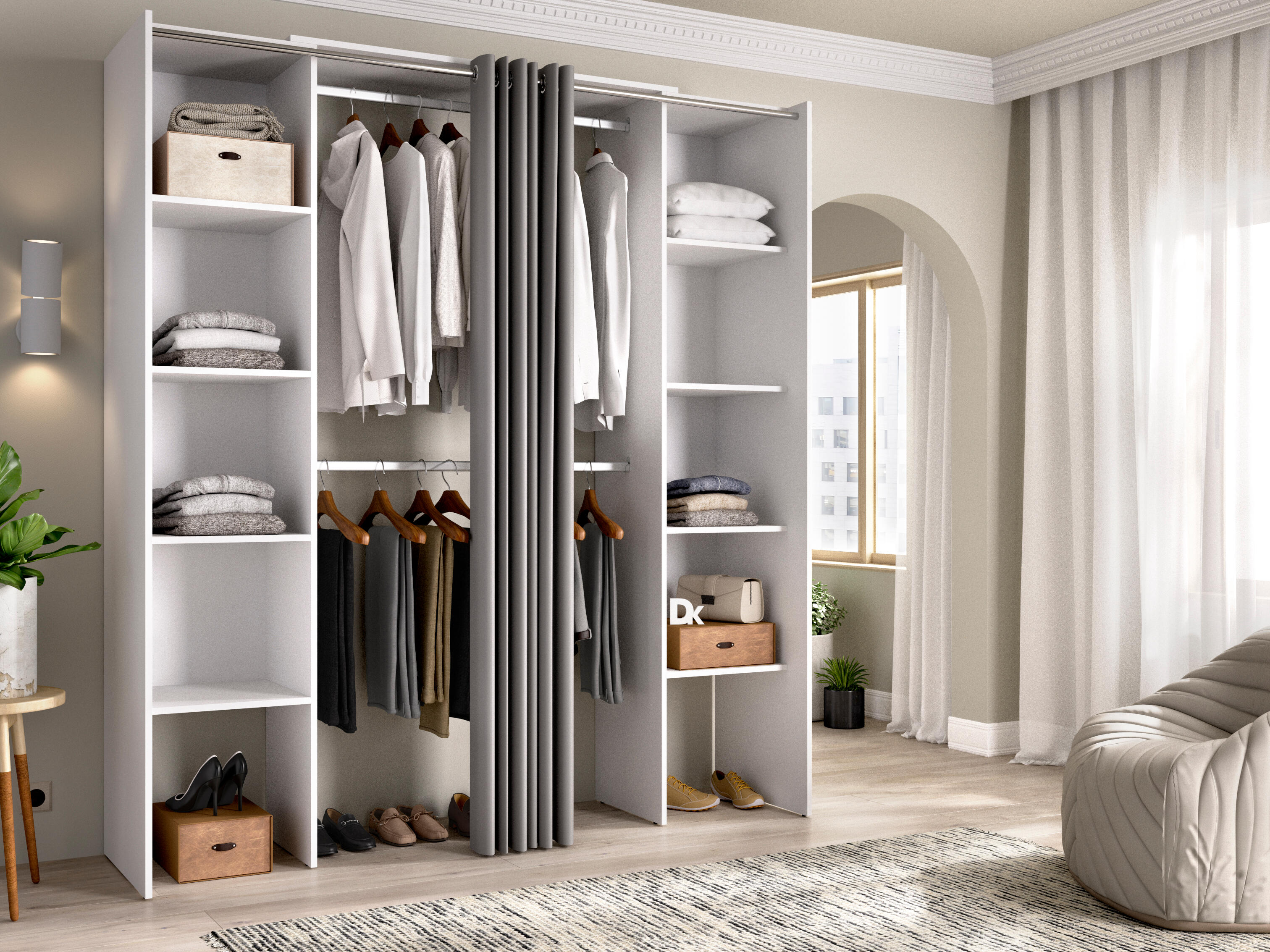 Kit vestidor SUIT 180x205x50cm con 10 baldas blanco - 3