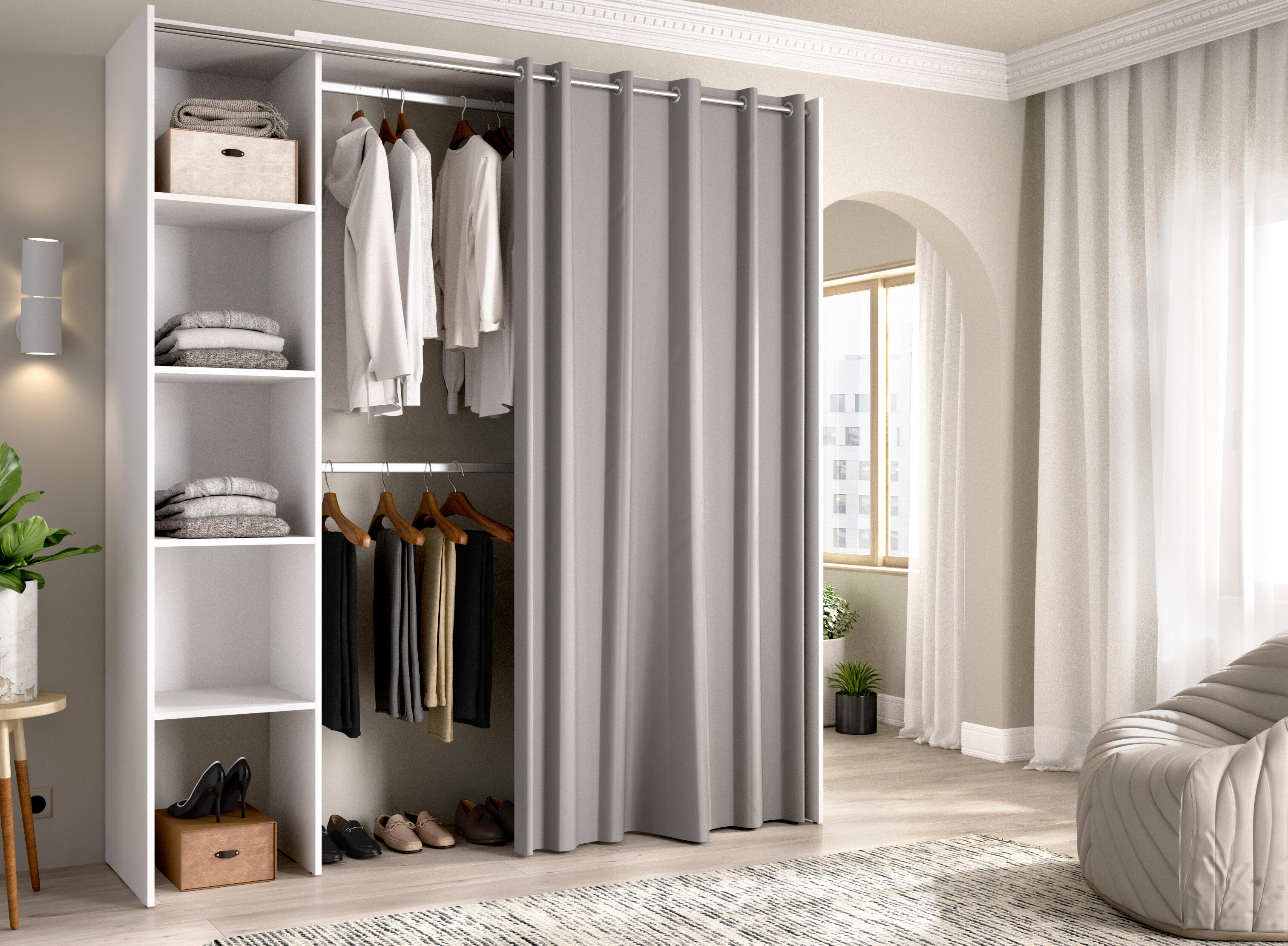 Kit vestidor SUIT 180x205x50cm con 10 baldas blanco - 8