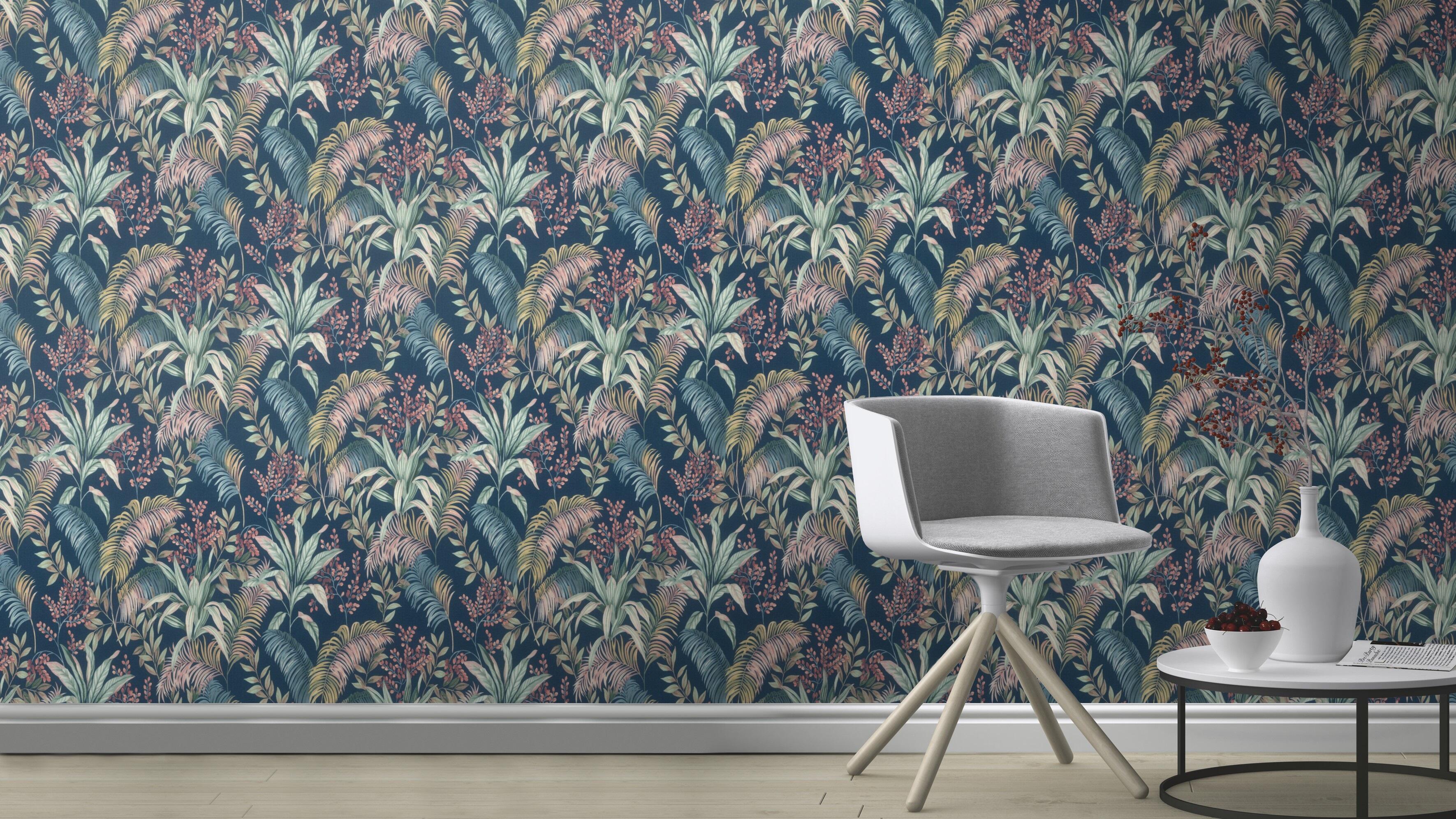 Carta da parati PARATO TROPICALE BLU blu, verde e rosa, 53 cm x 10 m - 2
