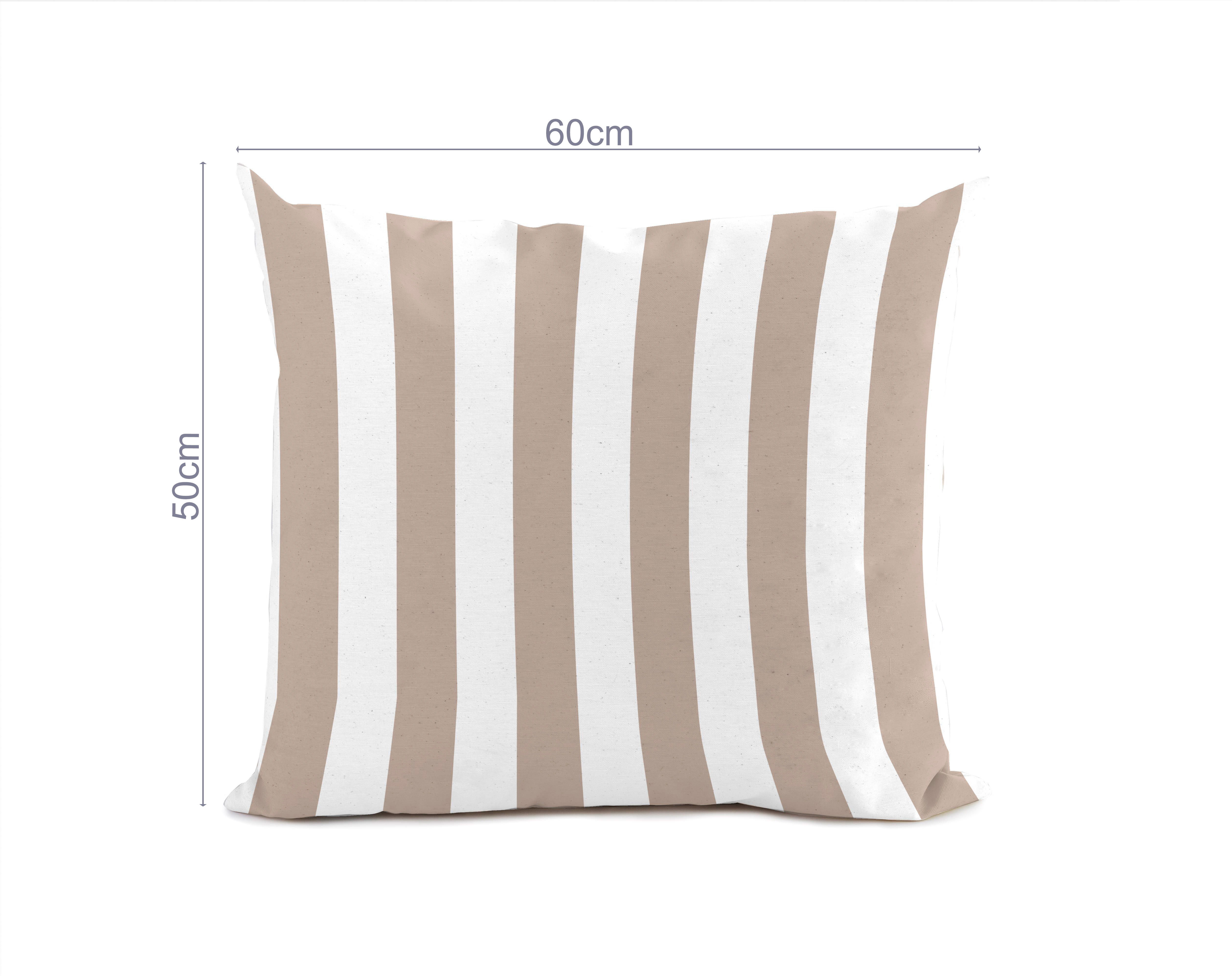 Cojín decorativo rectangular exterior e interior Rayas algodón, poliéster beige doble cara overlock y cosido 60x50cm - 2