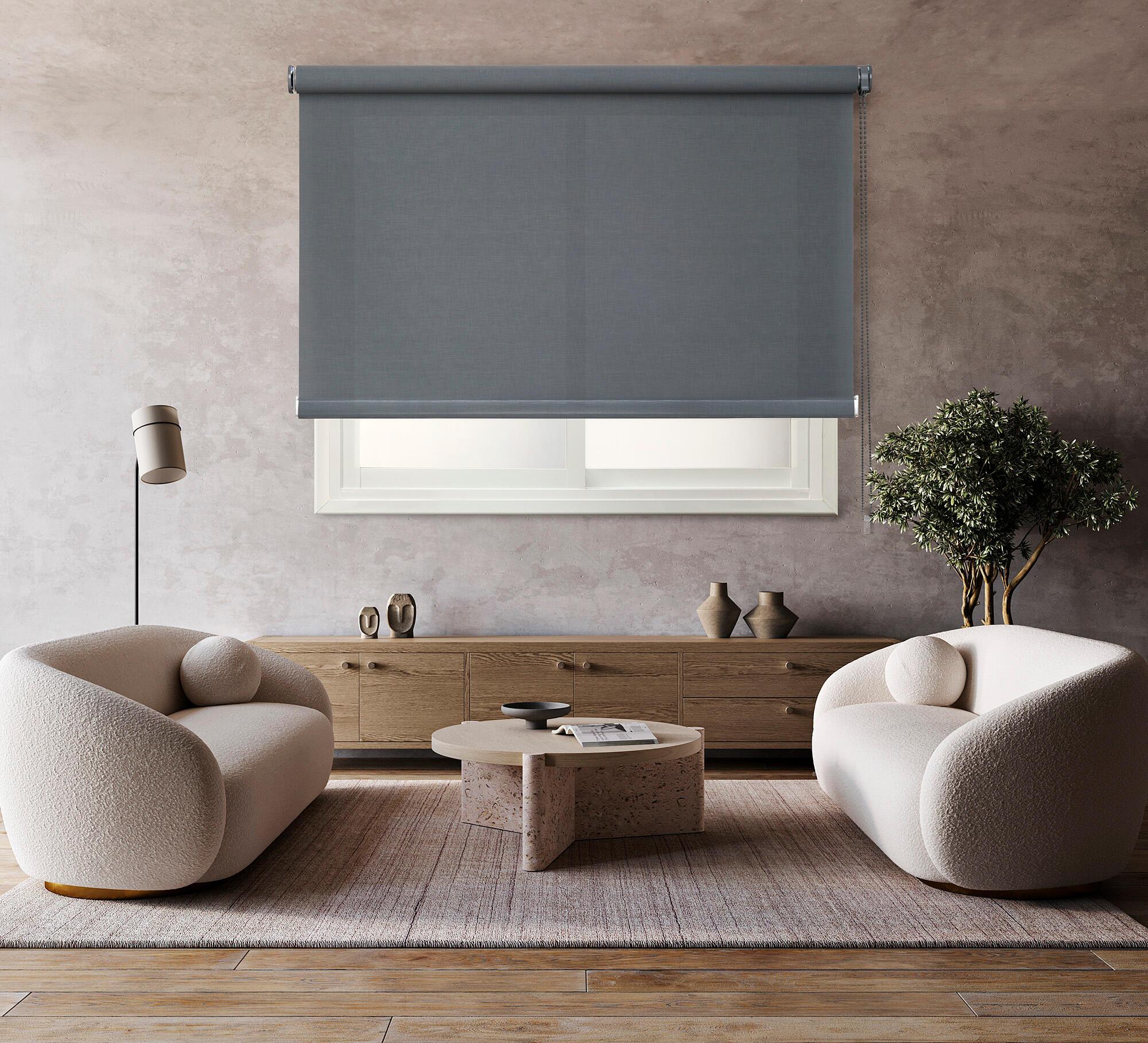 Estor enrollable screen térmico con cadena industry pvc liso gris oscuro de 105x250cm