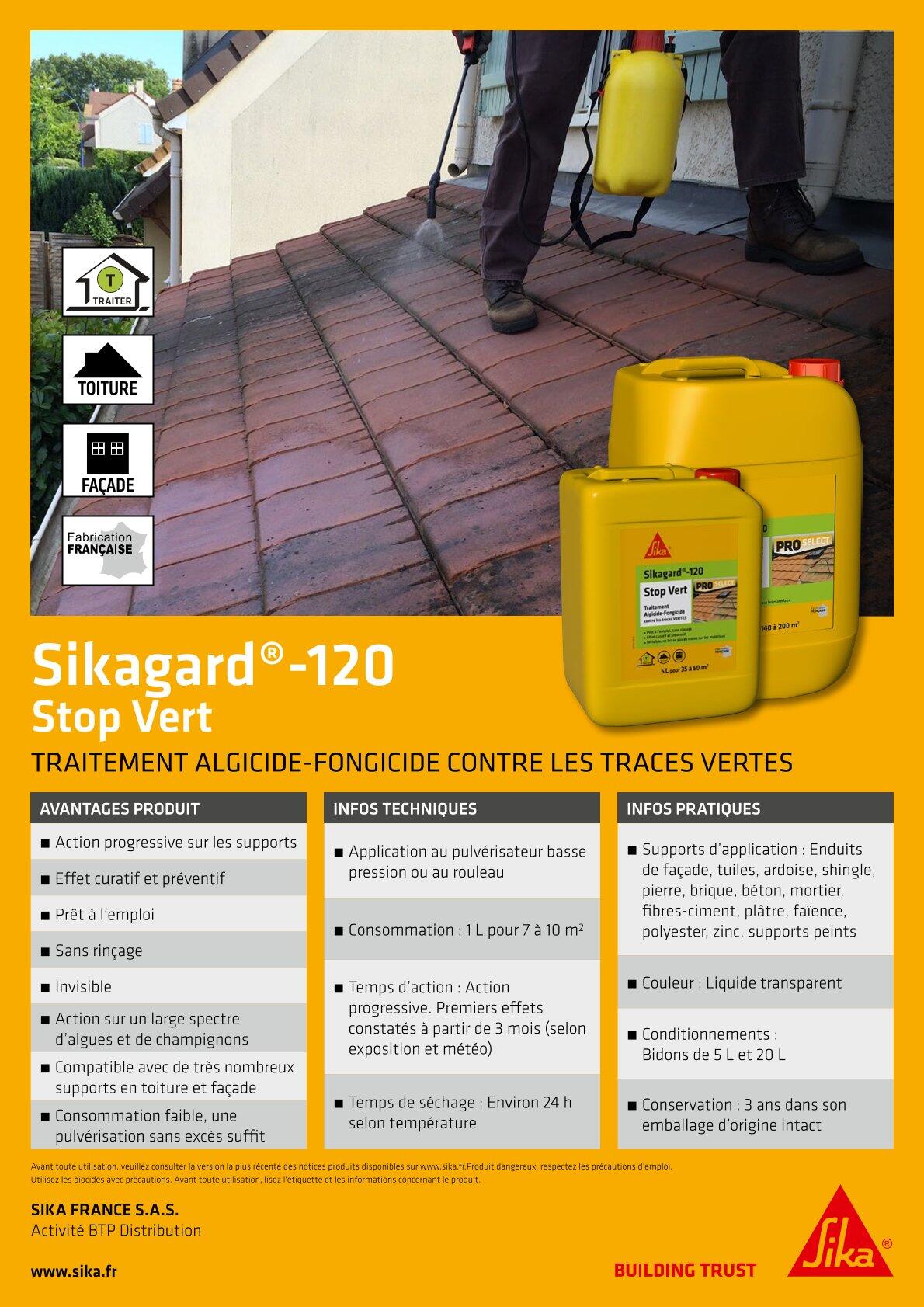 Traitement anti-dépôts verts pulvérisateur 5 L Sikagard 120 - SIKA - 2