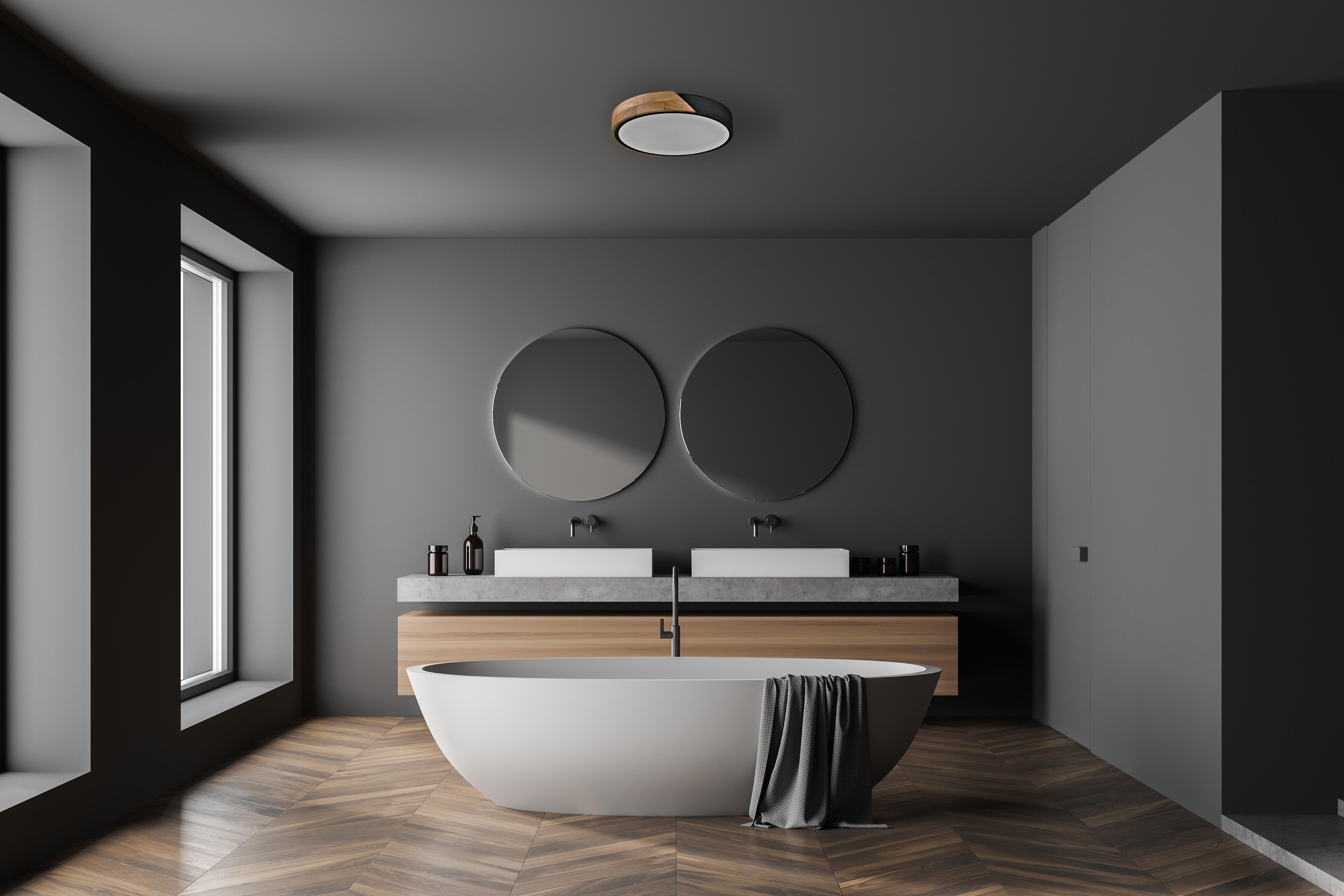 Plafon Nastro czarny drewno LED Italux - 2