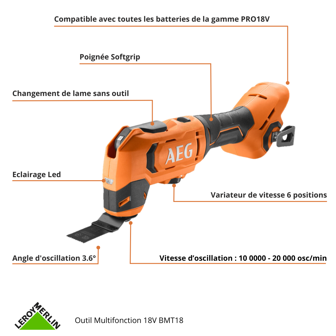 MULTITOOL SANS FIL 18 V AEG Bmt18-0 - 2