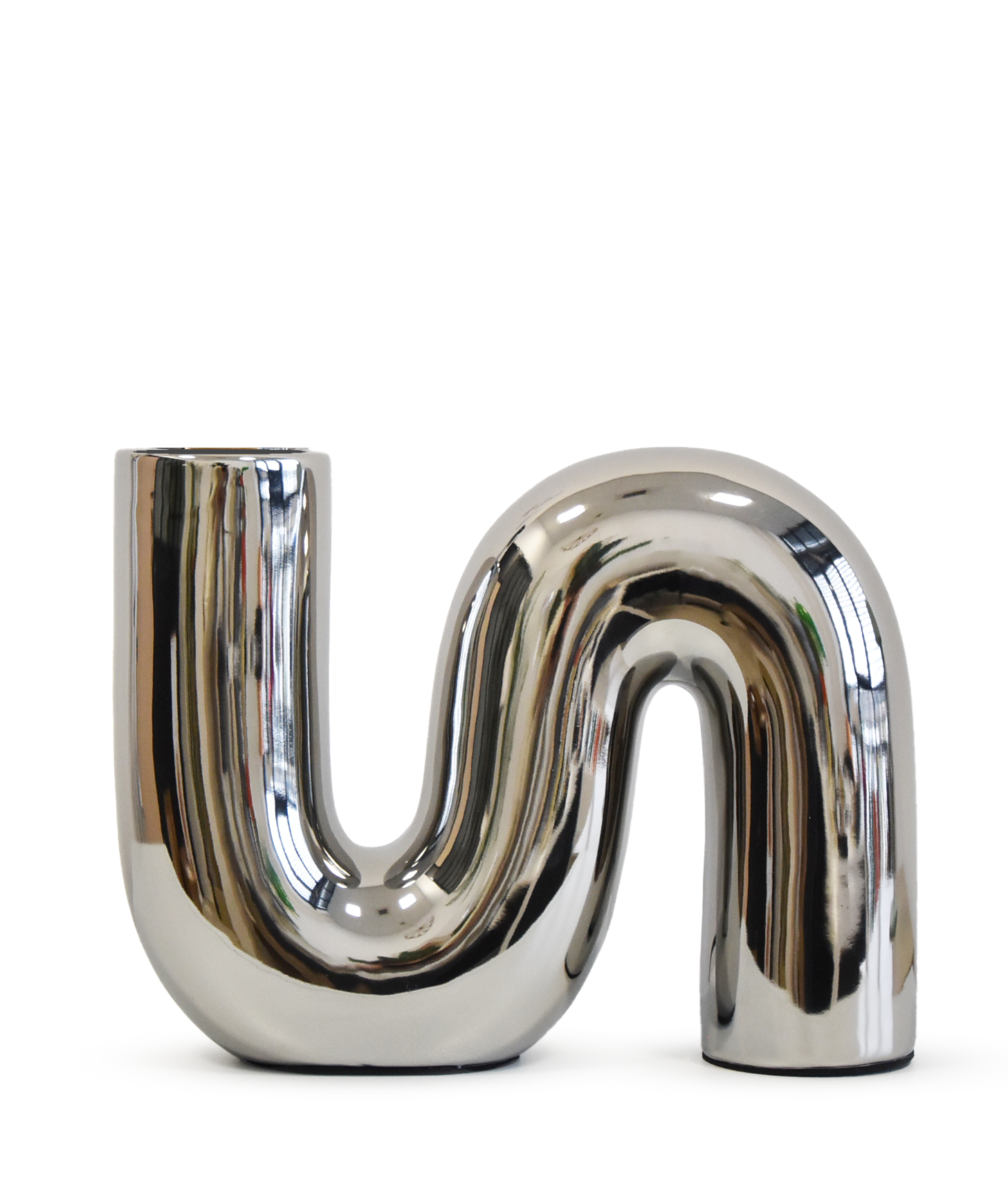 Vase décoratif céramique Pop s, gris / argent l.27 x H.21 cm, Diam.27 cm