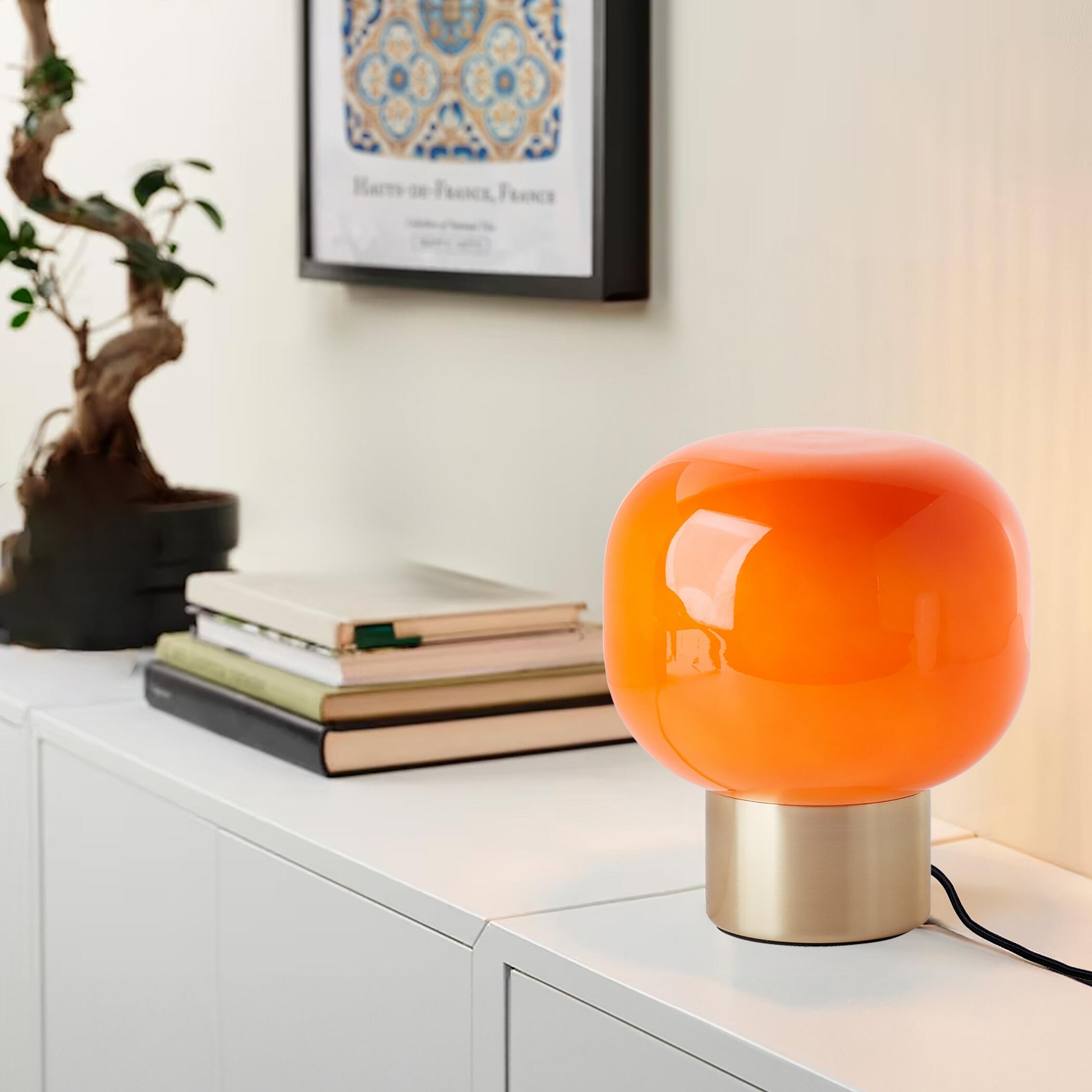 Lampe Arancia, verre orange/acier doré, H.19.4 cm, E14 - 2