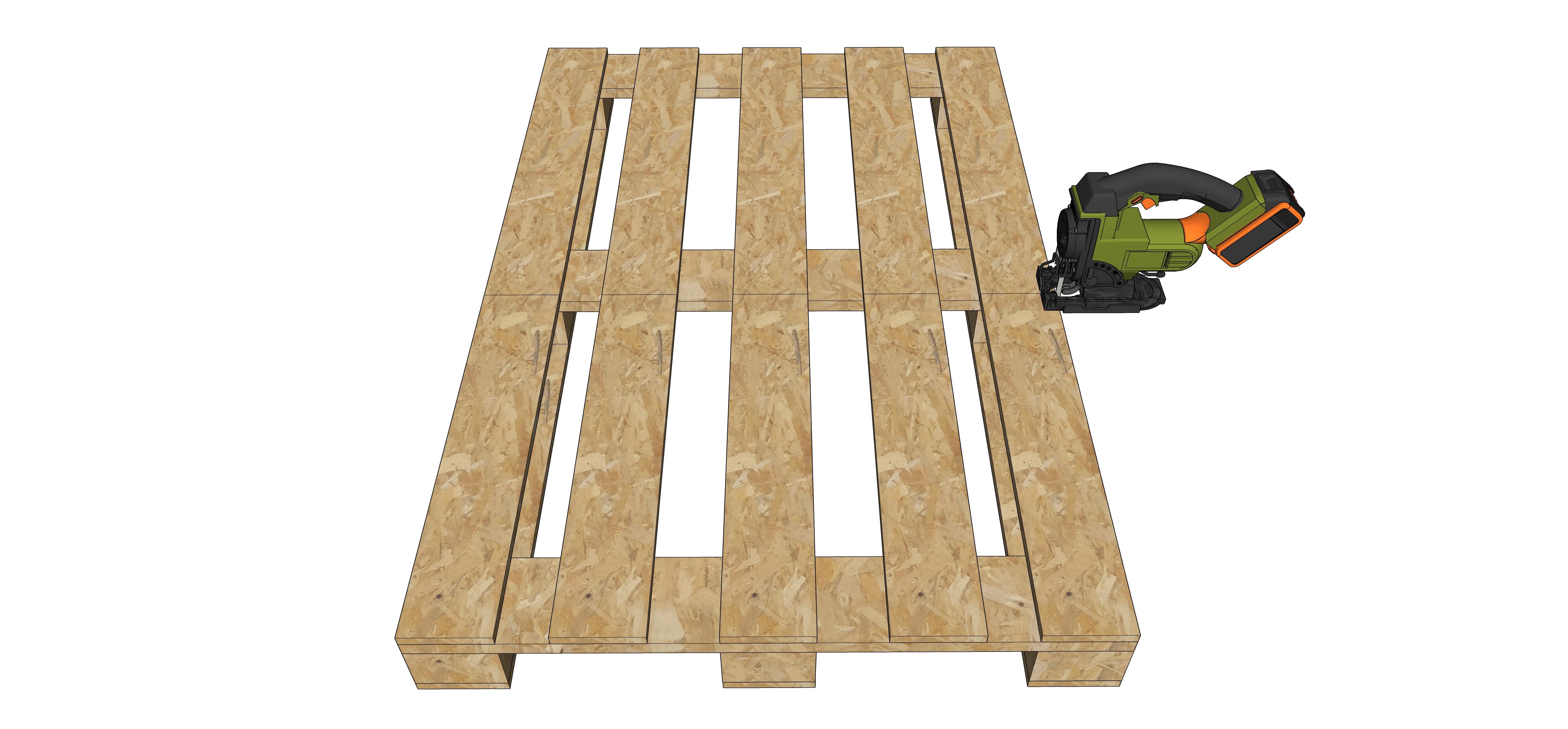 schéma d'un rangement vélo en palette