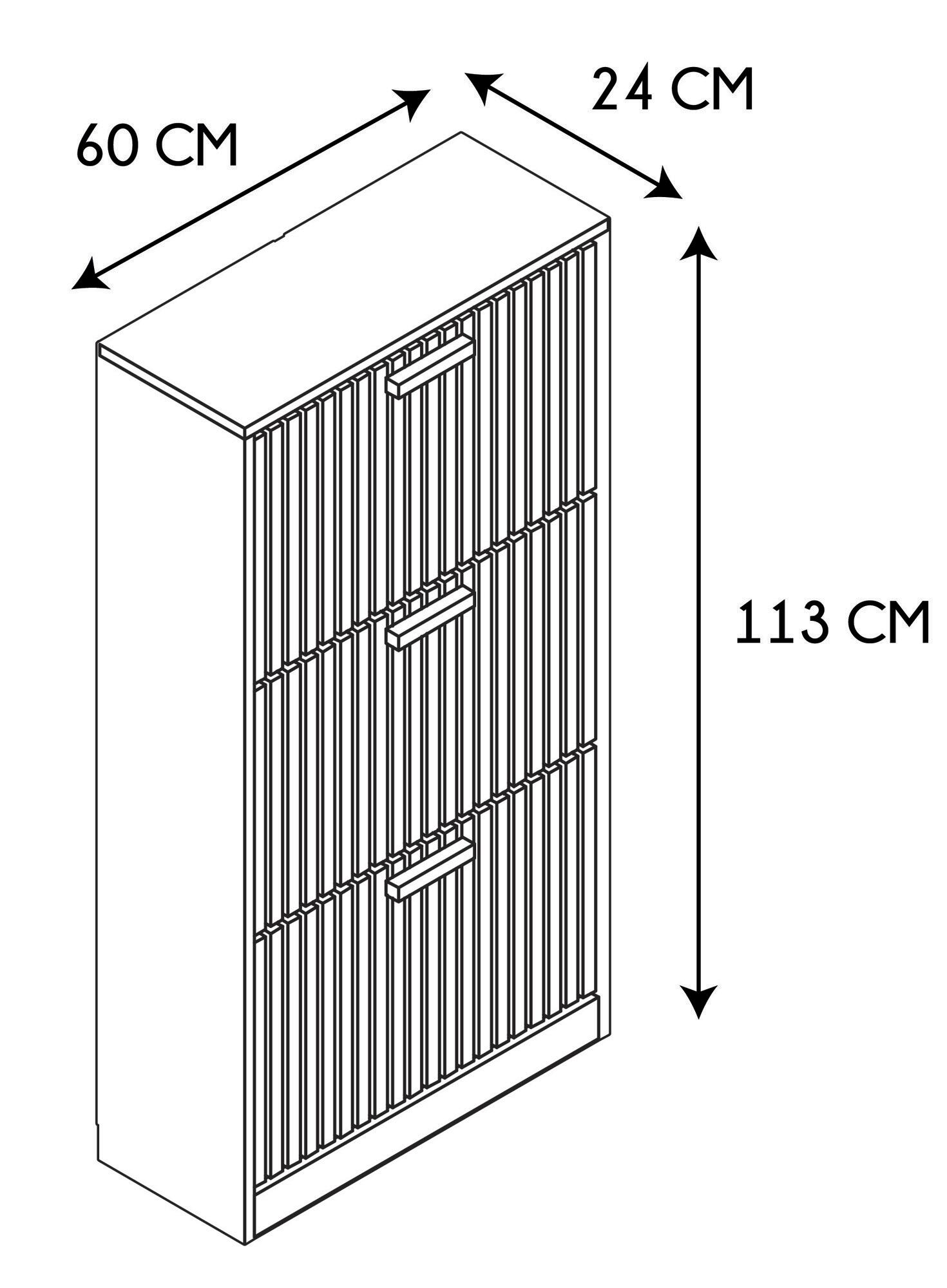 Zapatero Klaus con 3 compartimentos para 18 pares en melamina color marrón 24x113x60 cm - 2