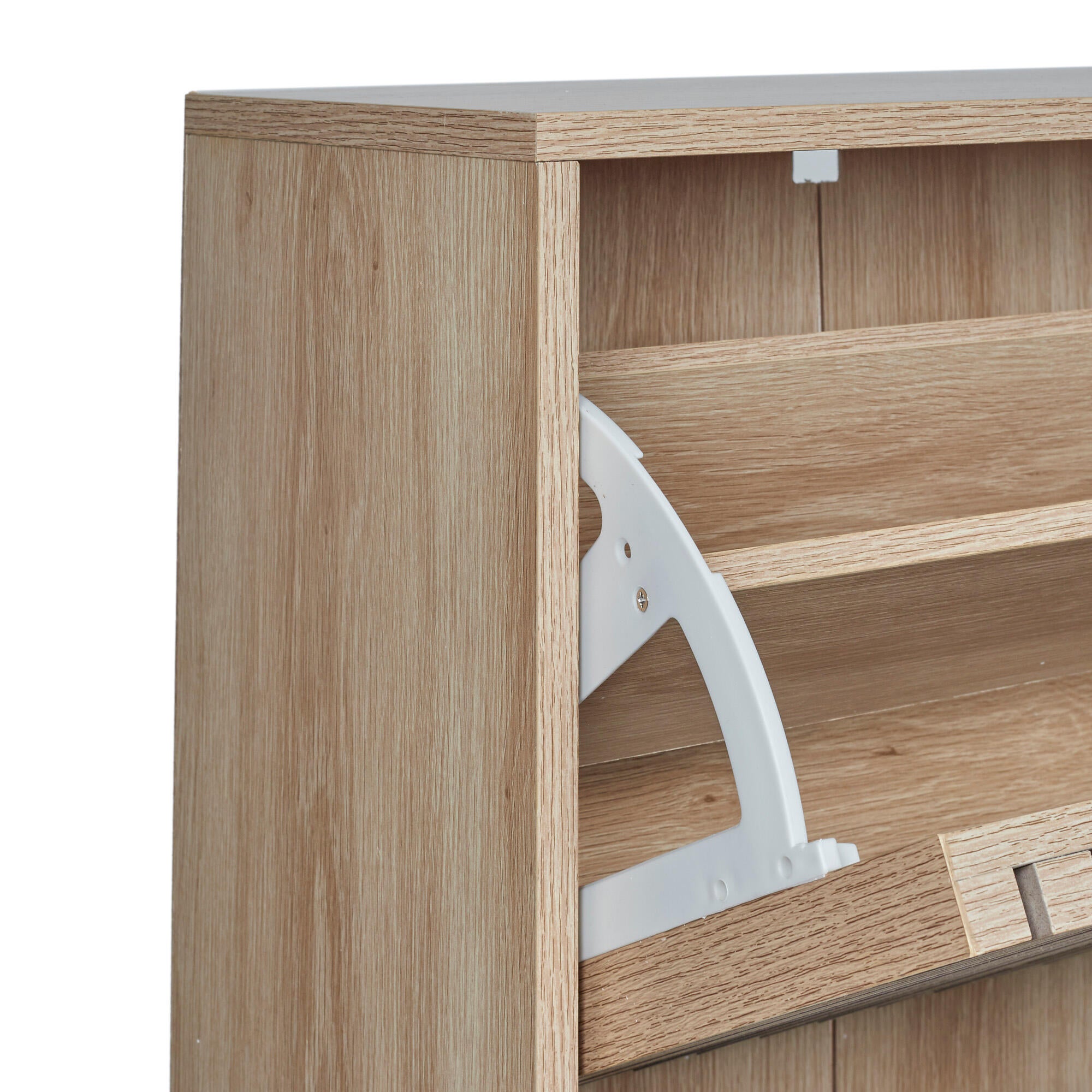 Zapatero Klaus con 3 compartimentos para 18 pares en melamina color marrón 24x113x60 cm - 7