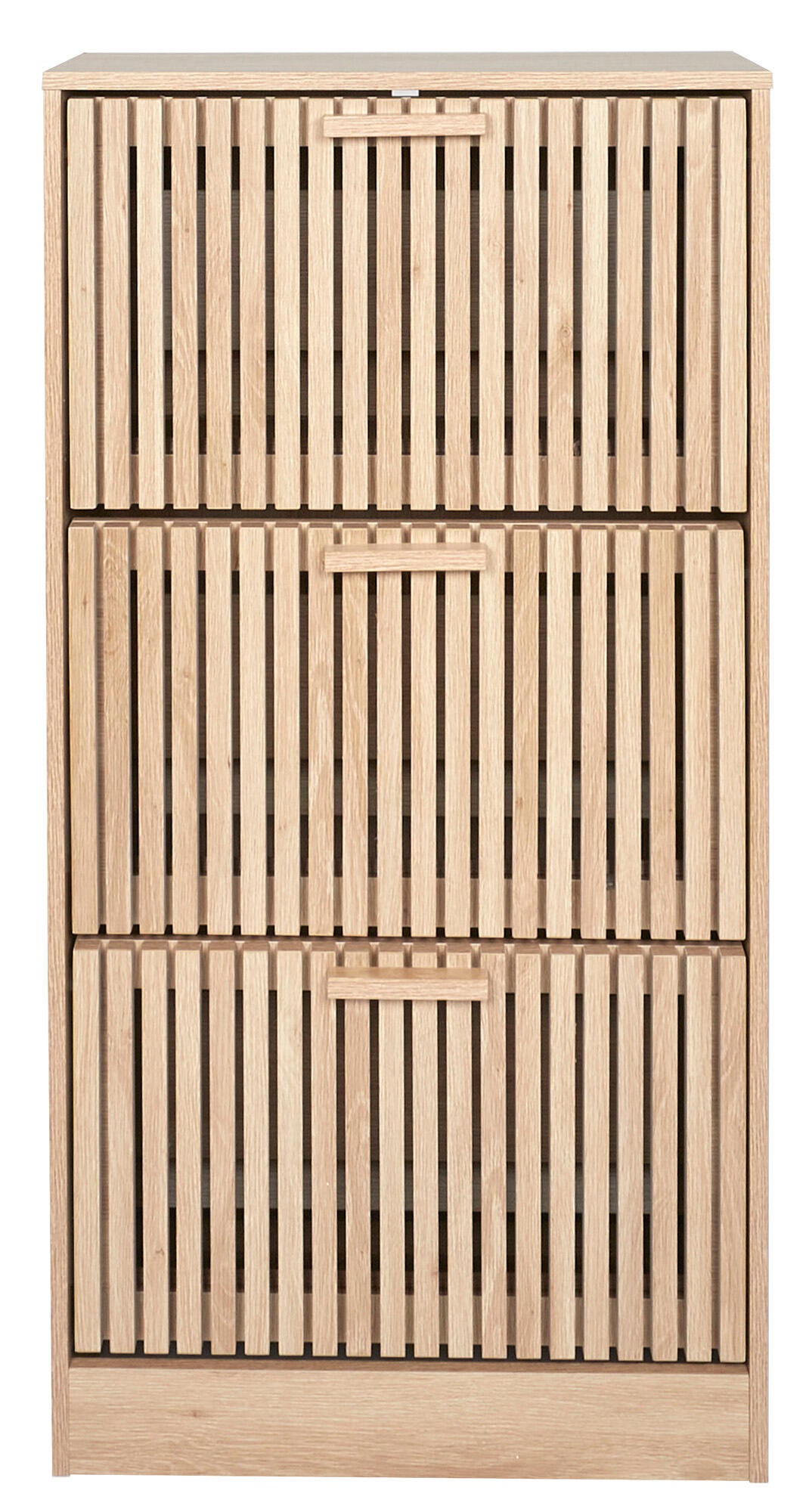 Zapatero Klaus con 3 compartimentos para 18 pares en melamina color marrón 24x113x60 cm - 10