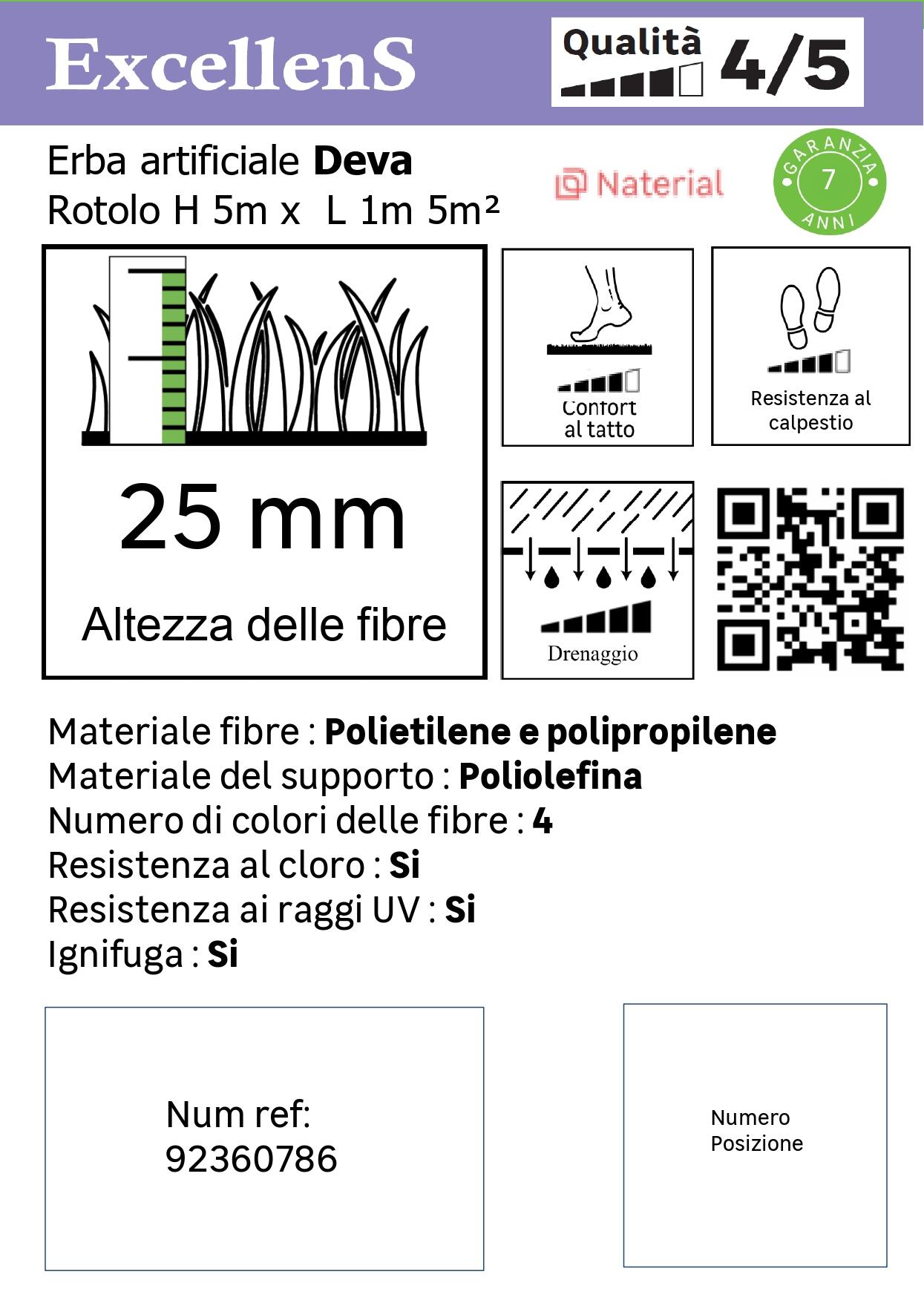 Rotolo di erba sintetica Sp 27 mm drenante e resistente ai raggi UV 5 x 1 m, 5 m² NATERIAL DEVA - 11