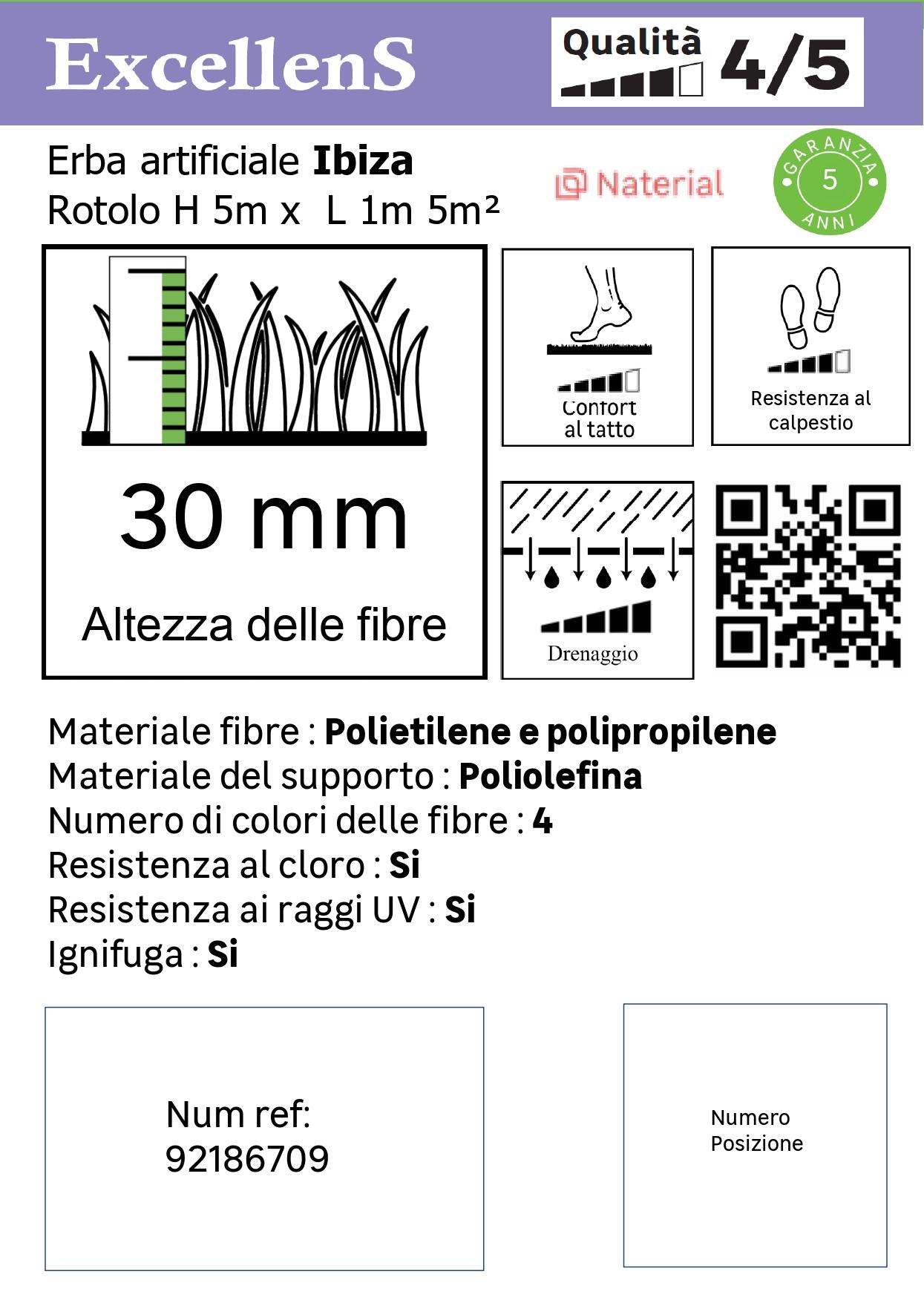 Rotolo di erba sintetica Sp 30 mm drenante e resistente ai raggi UV 5 x 1 m, 5 m² NATERIAL IBIZA - 11