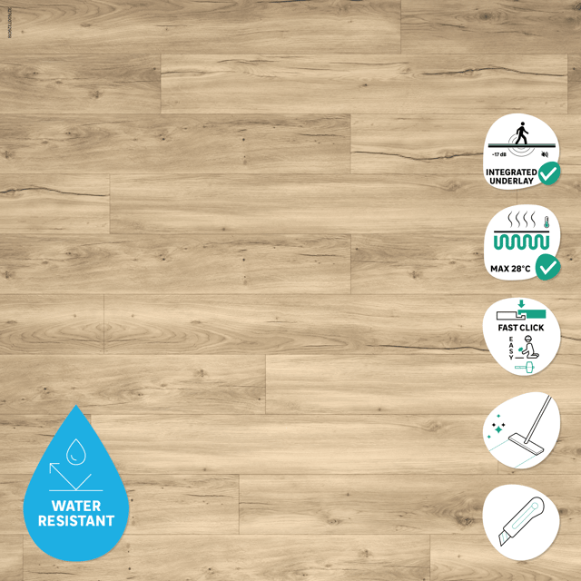 Pavimento vinílico SPC click flutuante Zaragoza intenso extremo Artens 5,5 mm com base NAT340